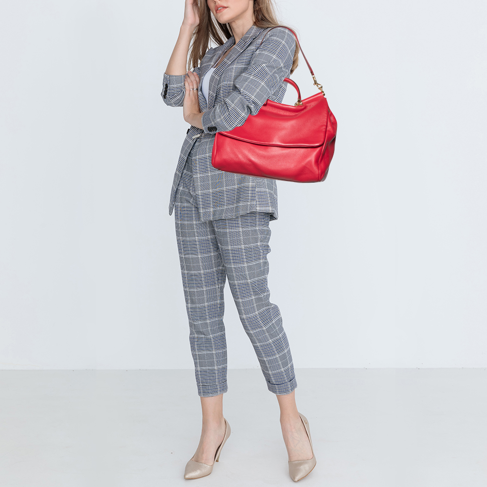 

Dolce & Gabbana Red Leather Miss Sicily Top Handle Bag