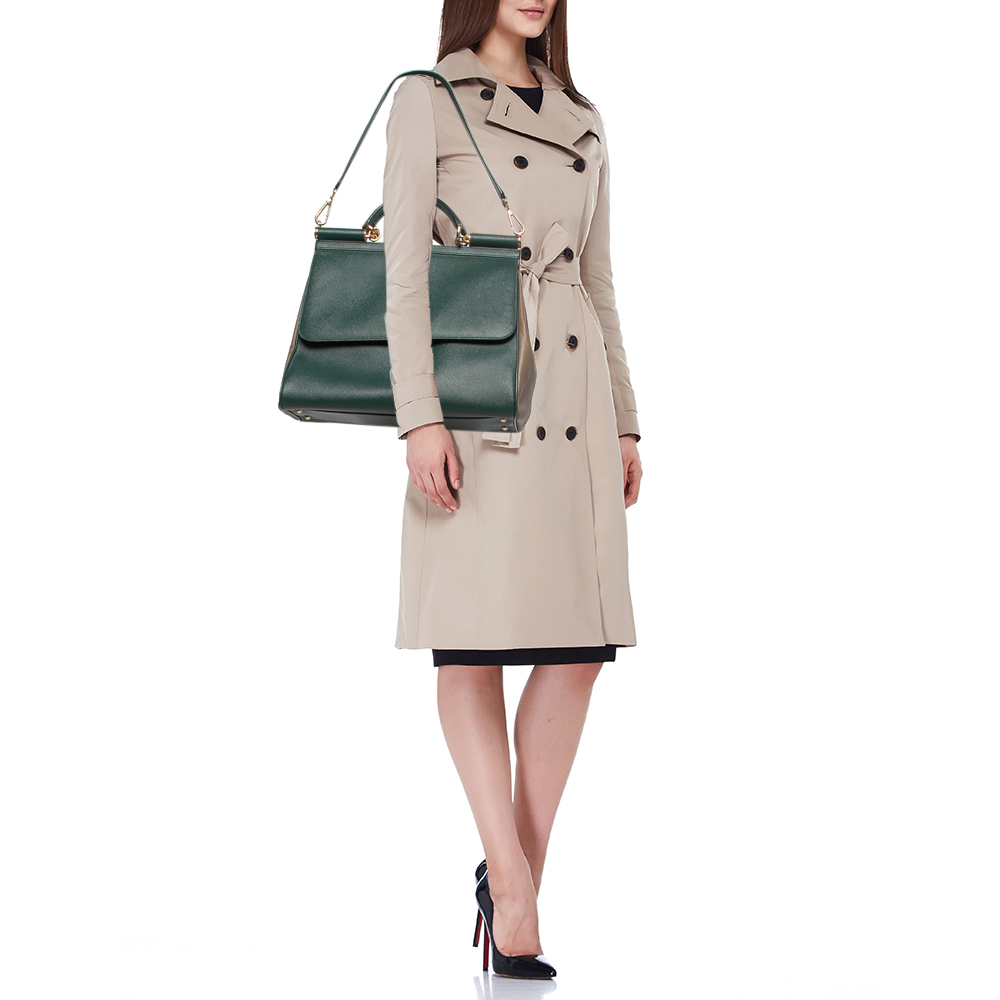 

Dolce & Gabbana Green Leather  Miss Sicily Top Handle Bag