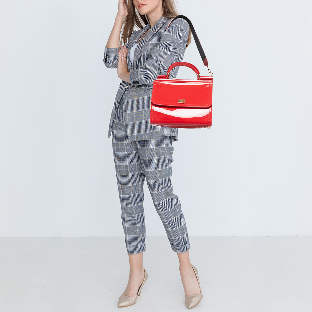 

Dolce & Gabbana Red Rubber Miss Sicily Top Handle Bag