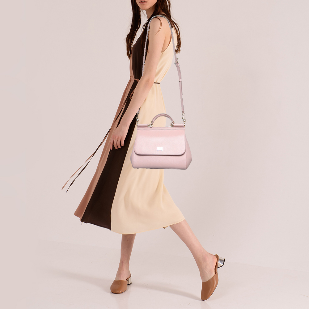 

Dolce & Gabbana Pink Leather  Miss Sicily Top Handle Bag