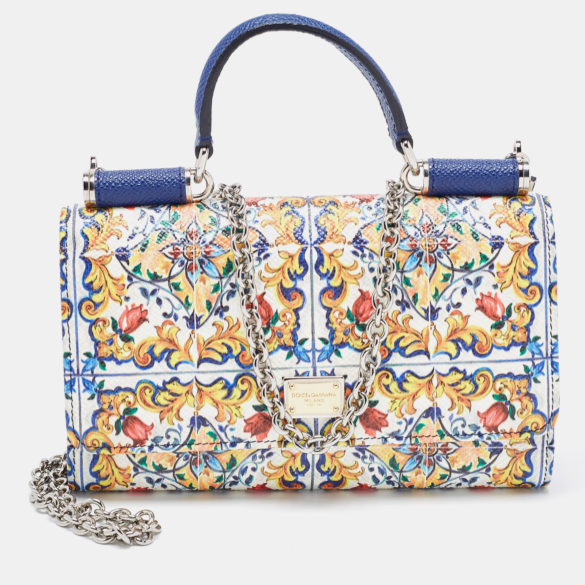 مملوكة مسبقًا Dolce & Gabbana Multicolor Leather Miss Sicily Von Wallet on Chain