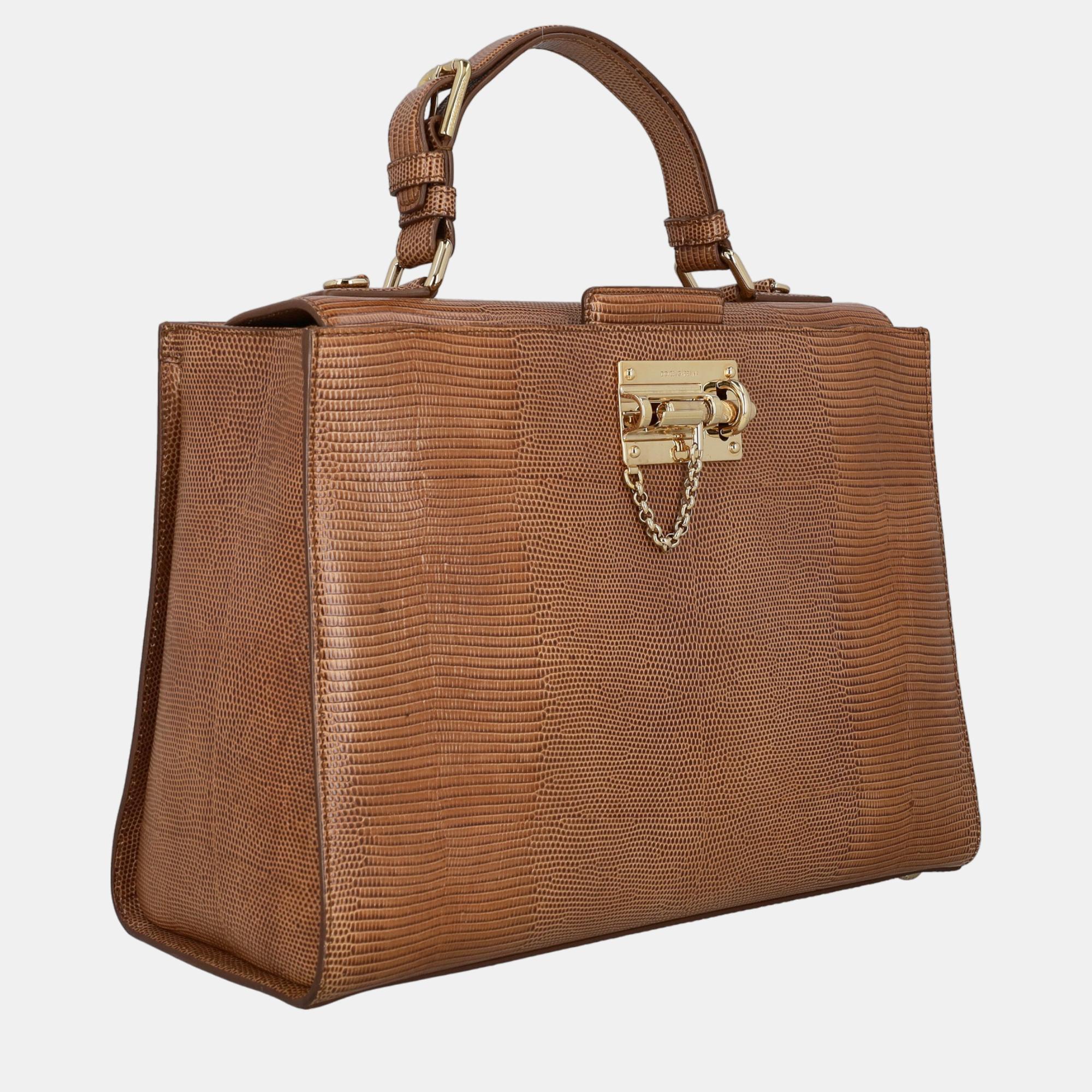 

Dolce & Gabbana Women's Exotic Skin Leather Tote Bag - Brown
