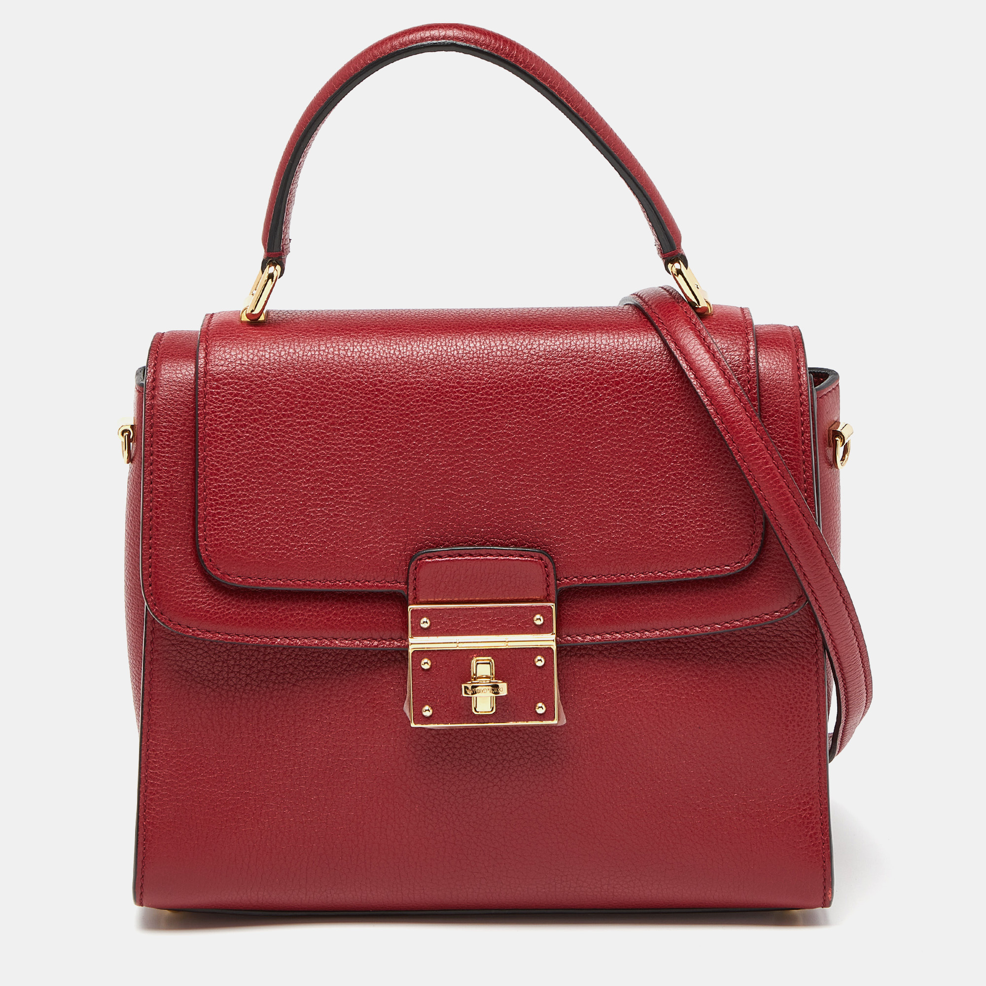 Pre-owned Dolce & Gabbana Red Leather Greta Top Handle Bag
