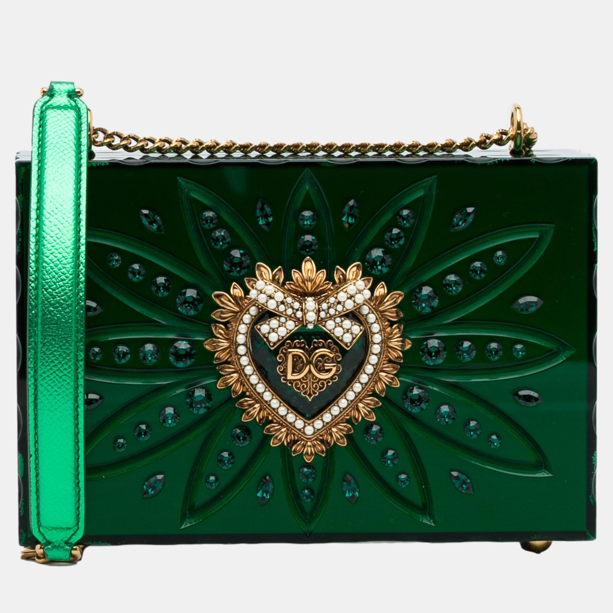 

Dolce & Gabbana Green Plexiglass Devotion Crossbody Bag