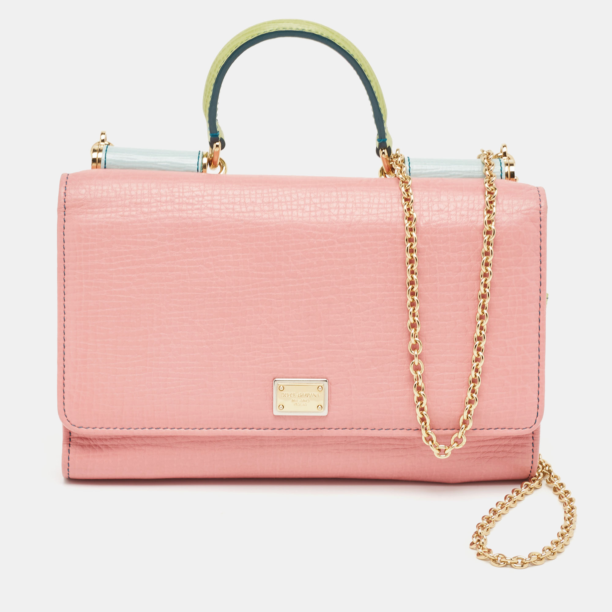 Pre Owned Dolce & Gabbana Multicolor Leather Sicily Lipstick Wallet on Chain