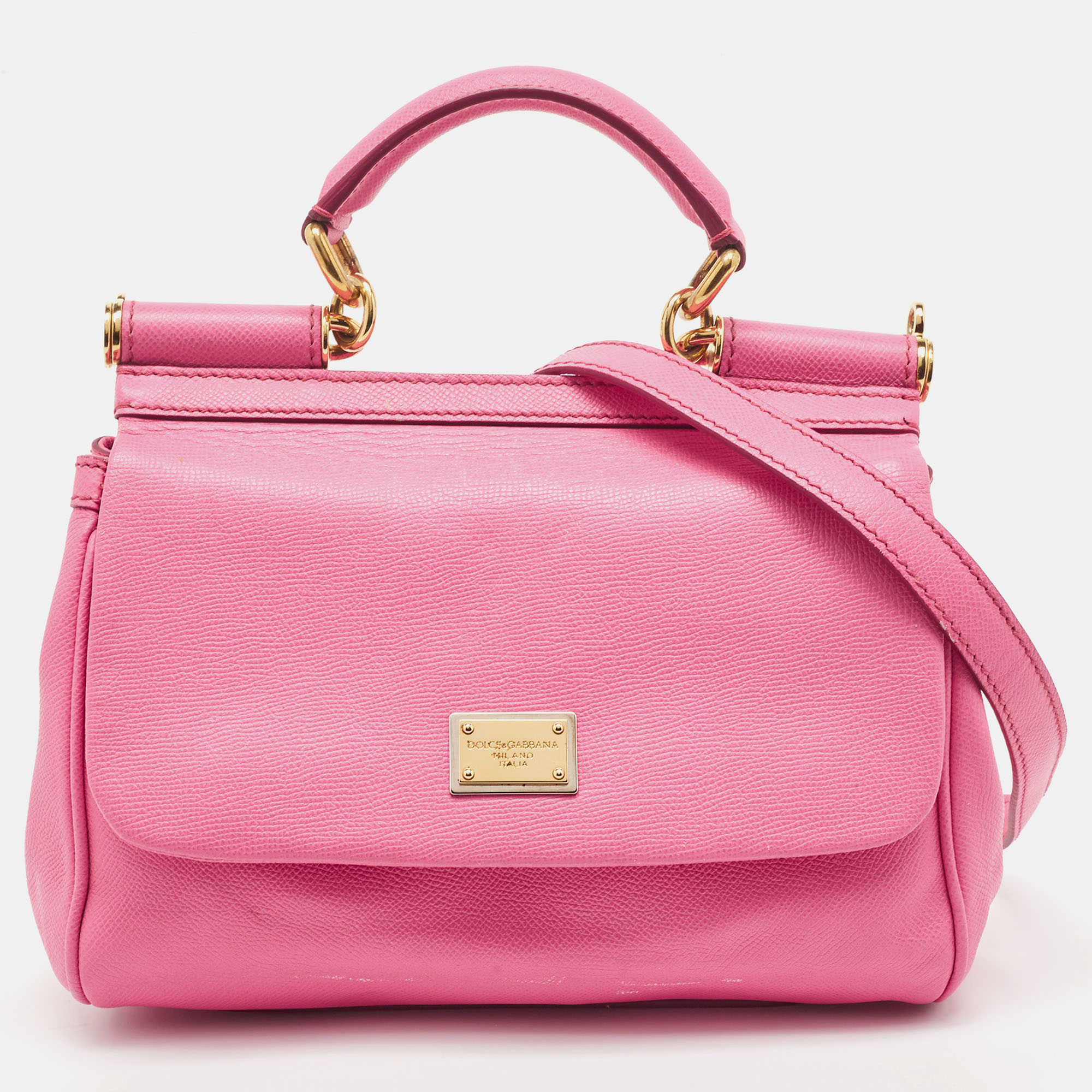 

Dolce & Gabbana Pink Leather  Miss Sicily Top Handle Bag