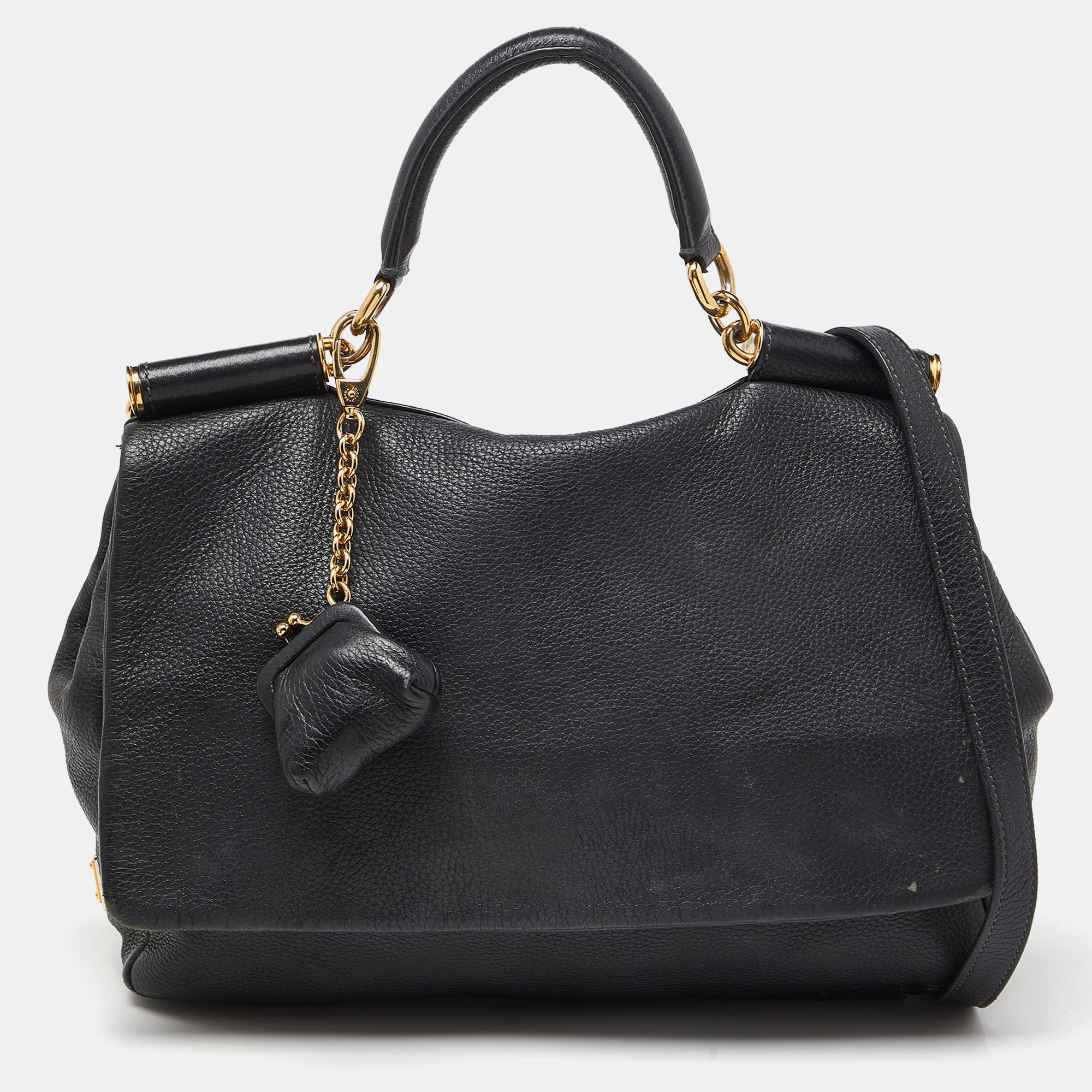 

Dolce & Gabbana Black Soft Leather Miss Sicily Top Handle Bag