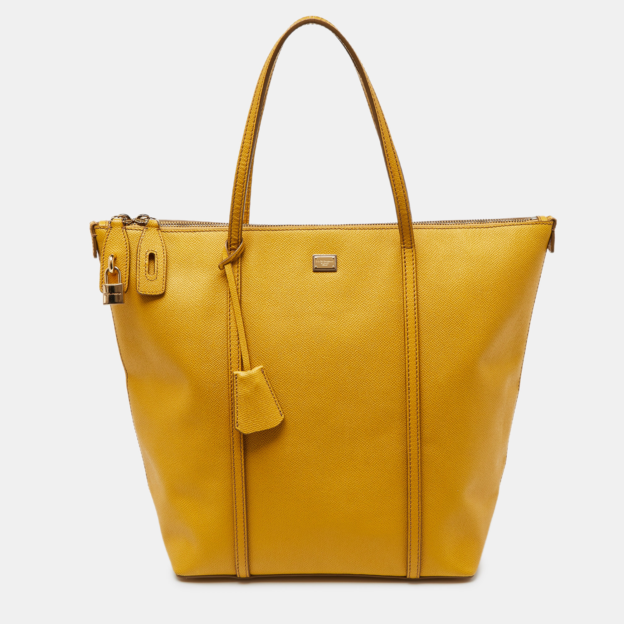 

Dolce & Gabbana Yellow Leather Miss Escape Shopper Tote
