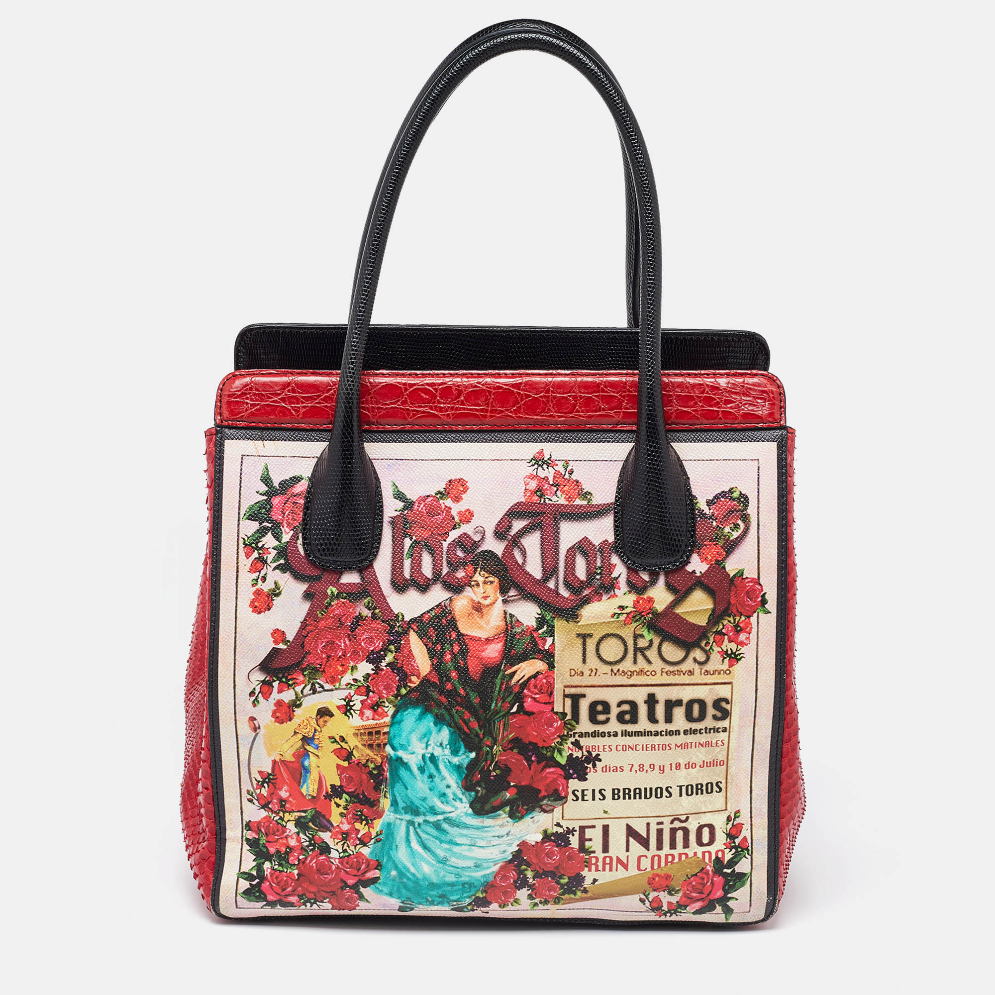 

Dolce & Gabbana Multicolor Python,Alligator and Leather A Los Toros Tote