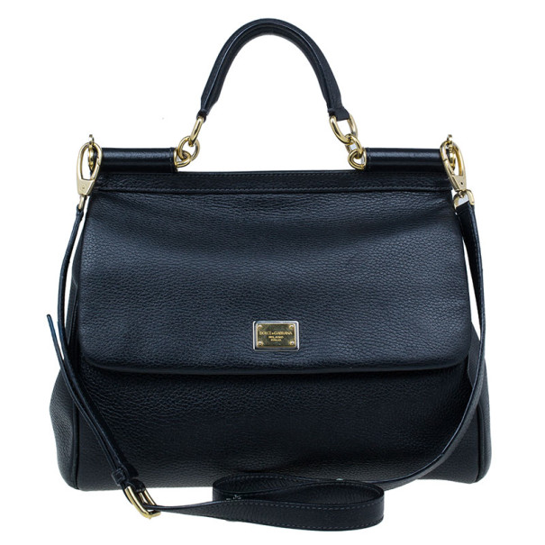 Pre Owned Dolce and Gabbana Black Miss Sicily Tote
