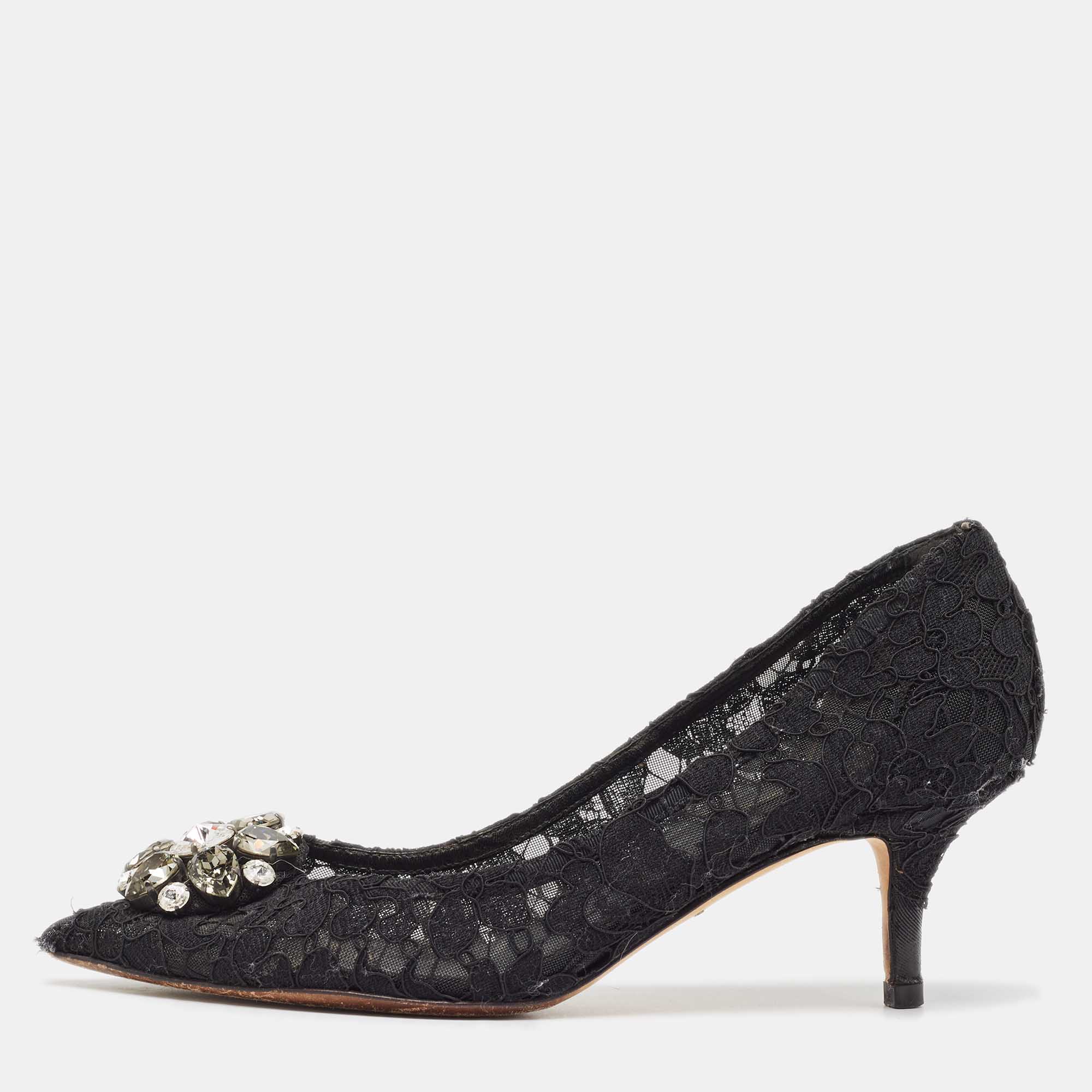 

Dolce & Gabbana Black Lace Bellucci Pumps Size