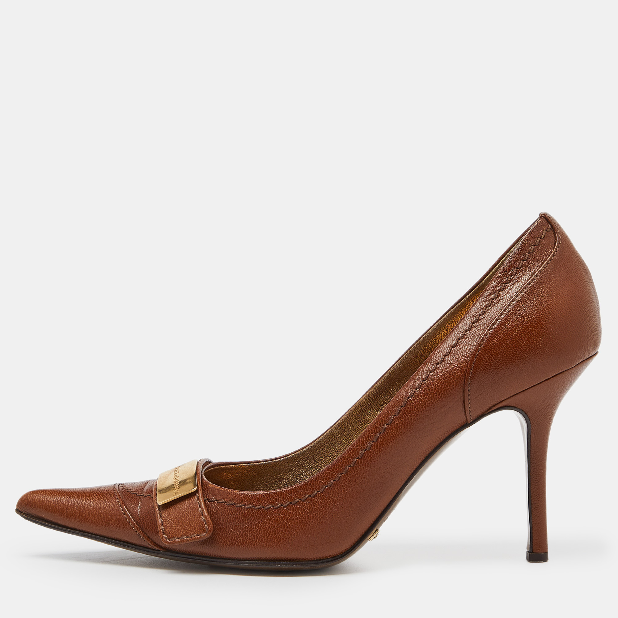 

Dolce & Gabbana Brown Leather Pointed Toe Pumps Size