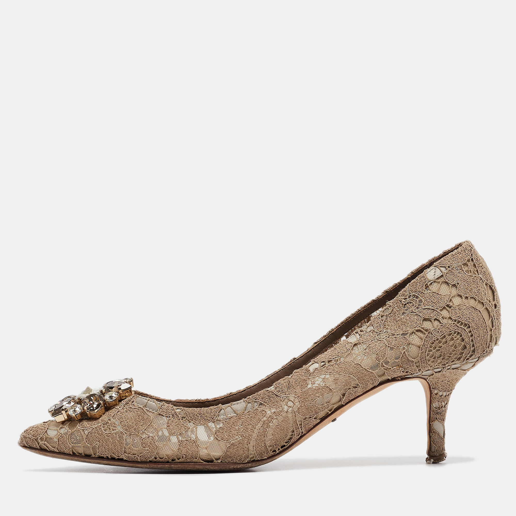 

Dolce & Gabbana Beige Lace Bellucci Pumps Size