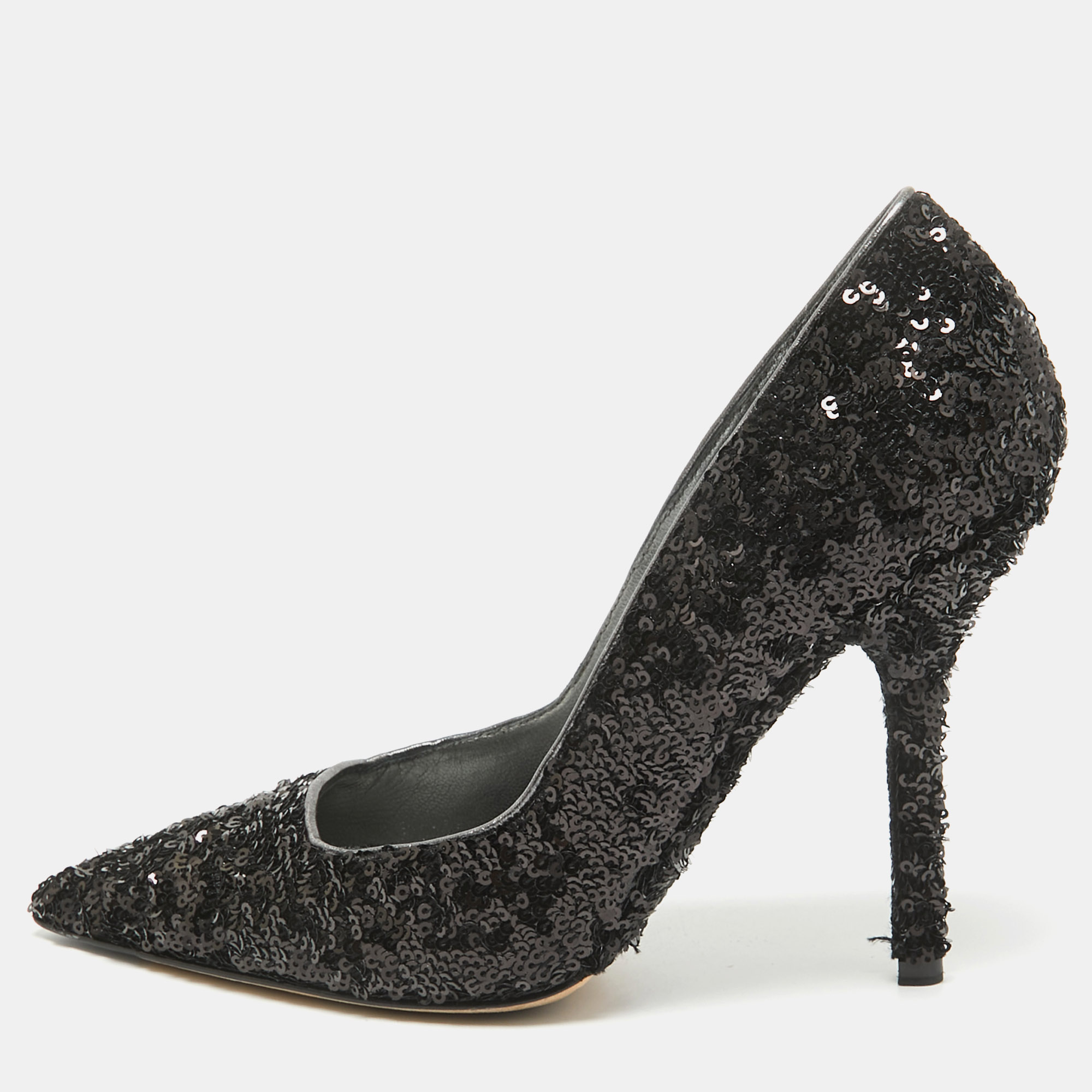 

Dolce & Gabbana Black Sequins Pointed Toe Pumps Size