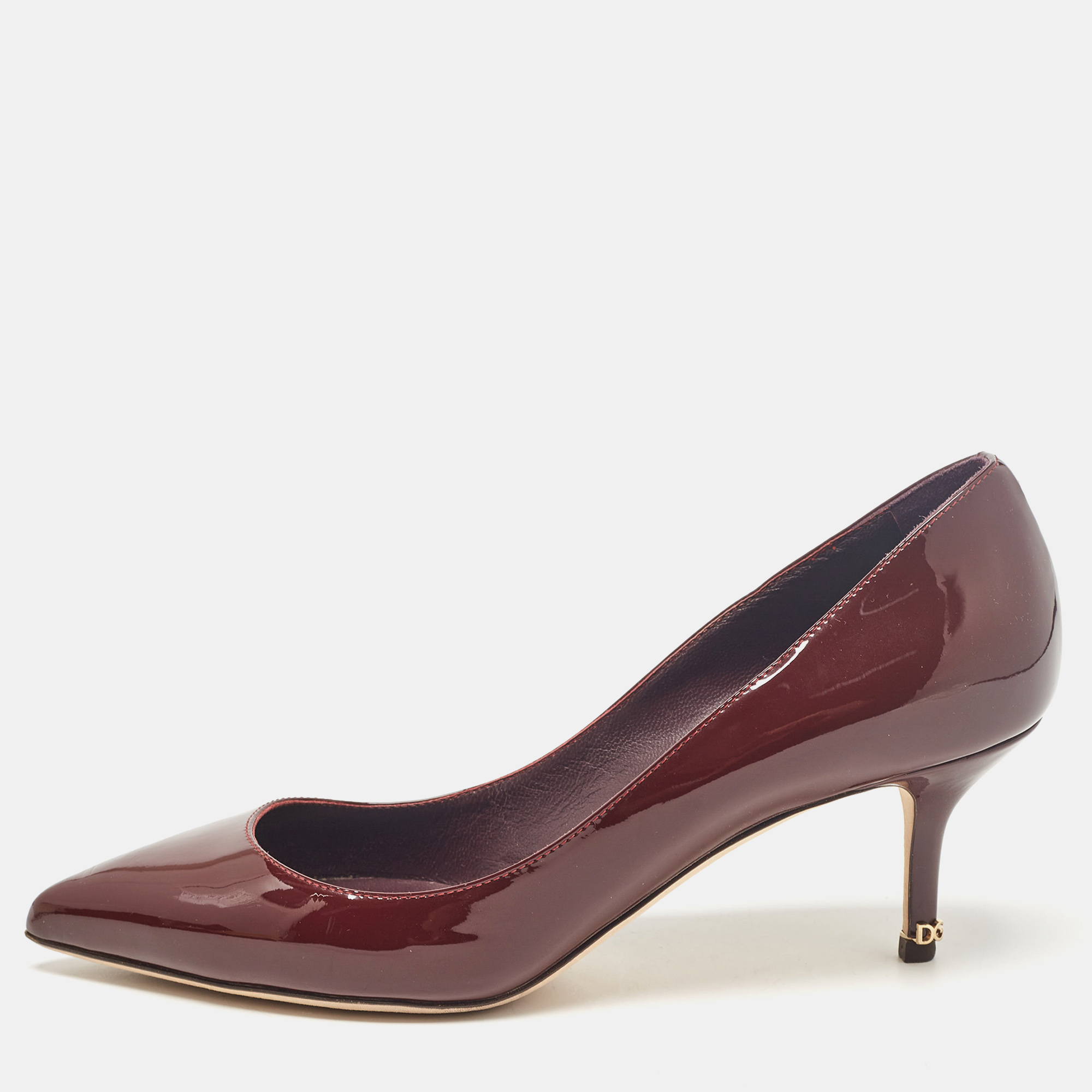 

Dolce & Gabbana Burgundy Patent Leather Pointed Toe Pumps Size