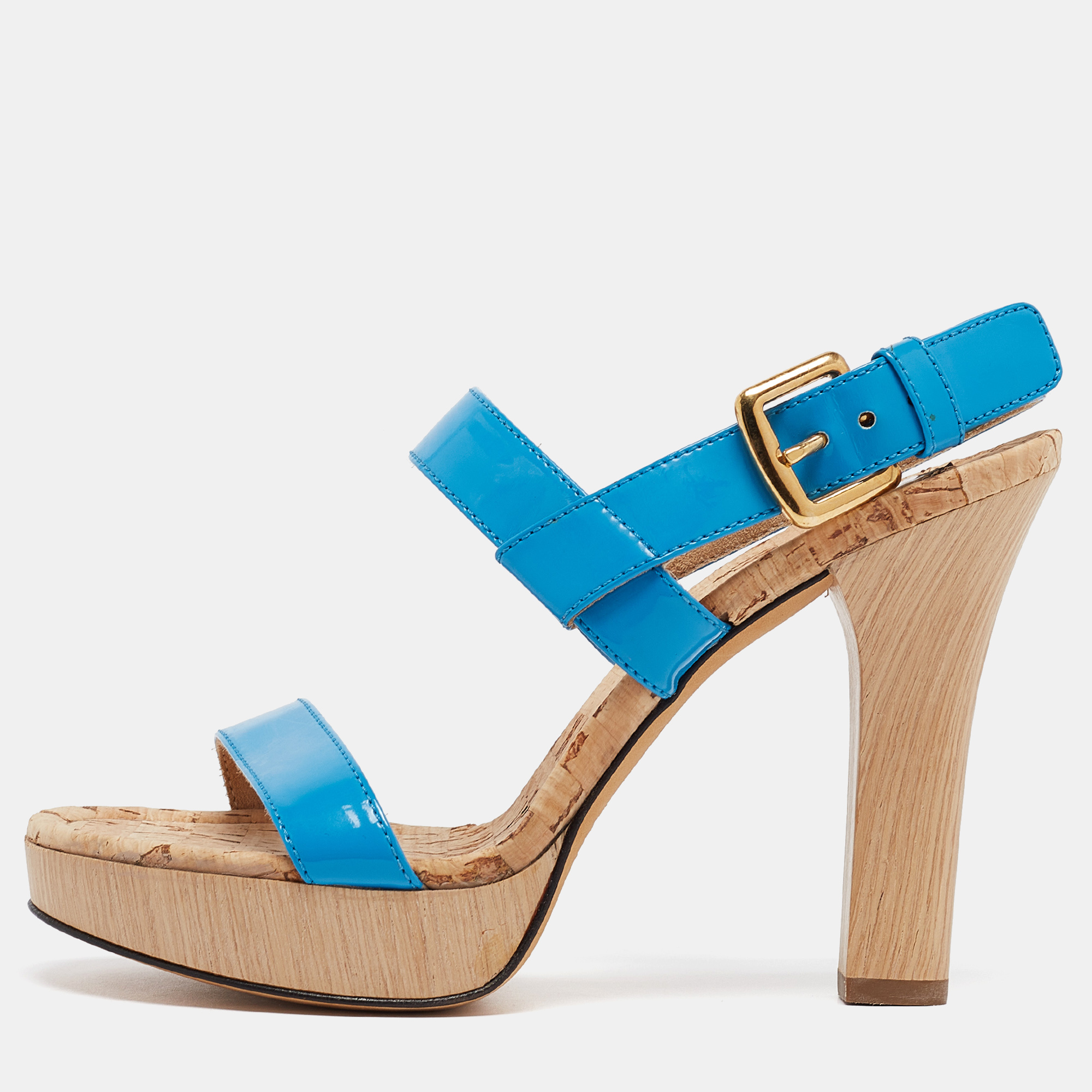 

D&G Blue Patent Leather Ankle Strap Sandals Size