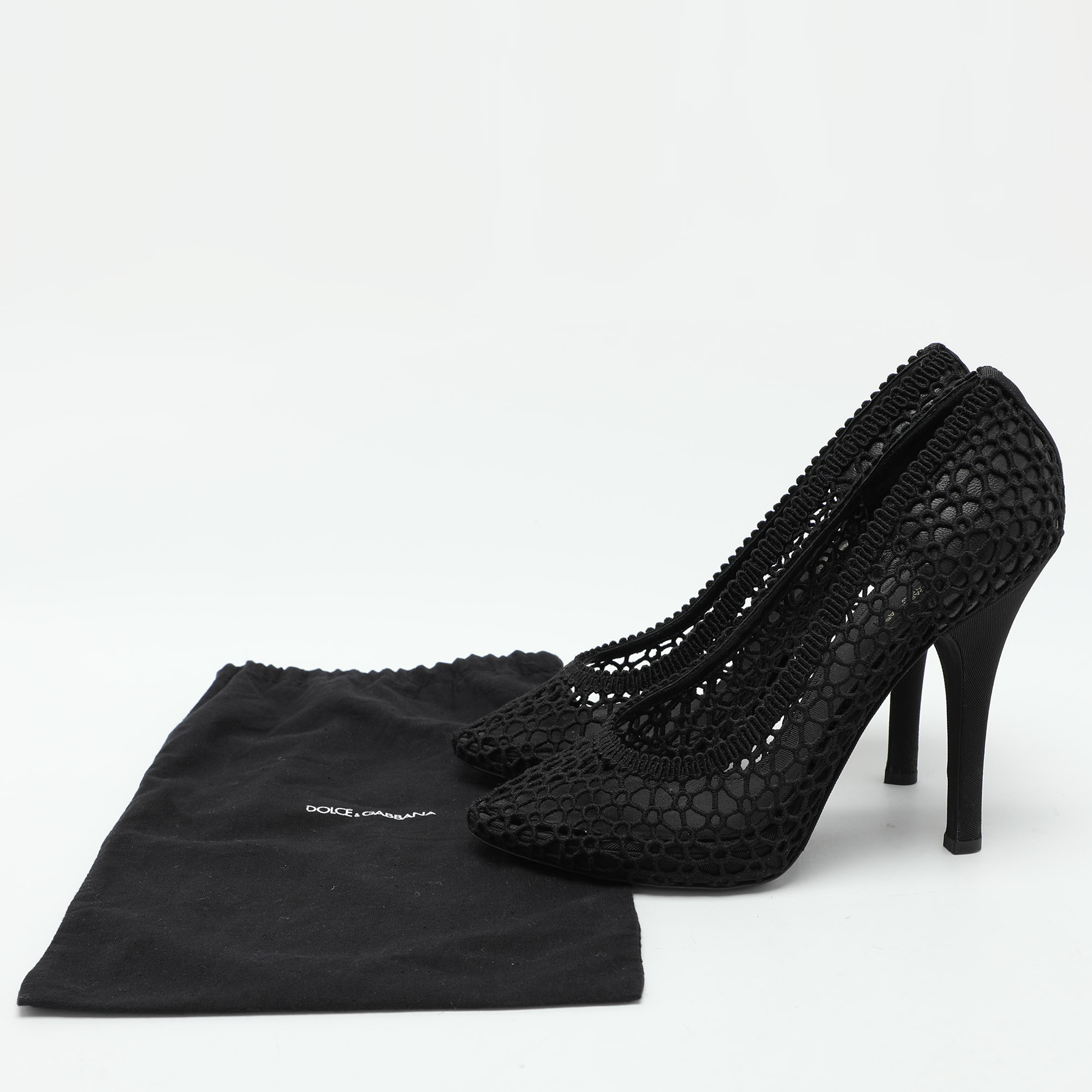 Dolce & Gabbana Black Crochet Pumps Size 39 