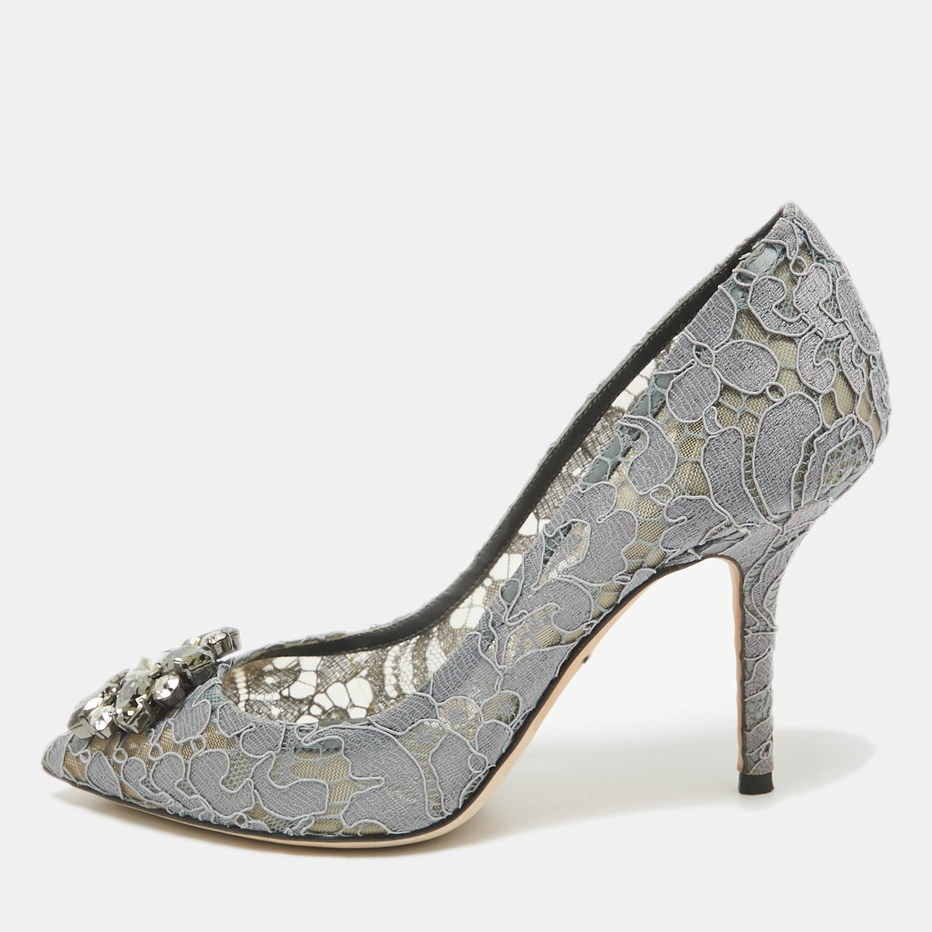 

Dolce & Gabbana Grey Lace Bellucci Pumps Size