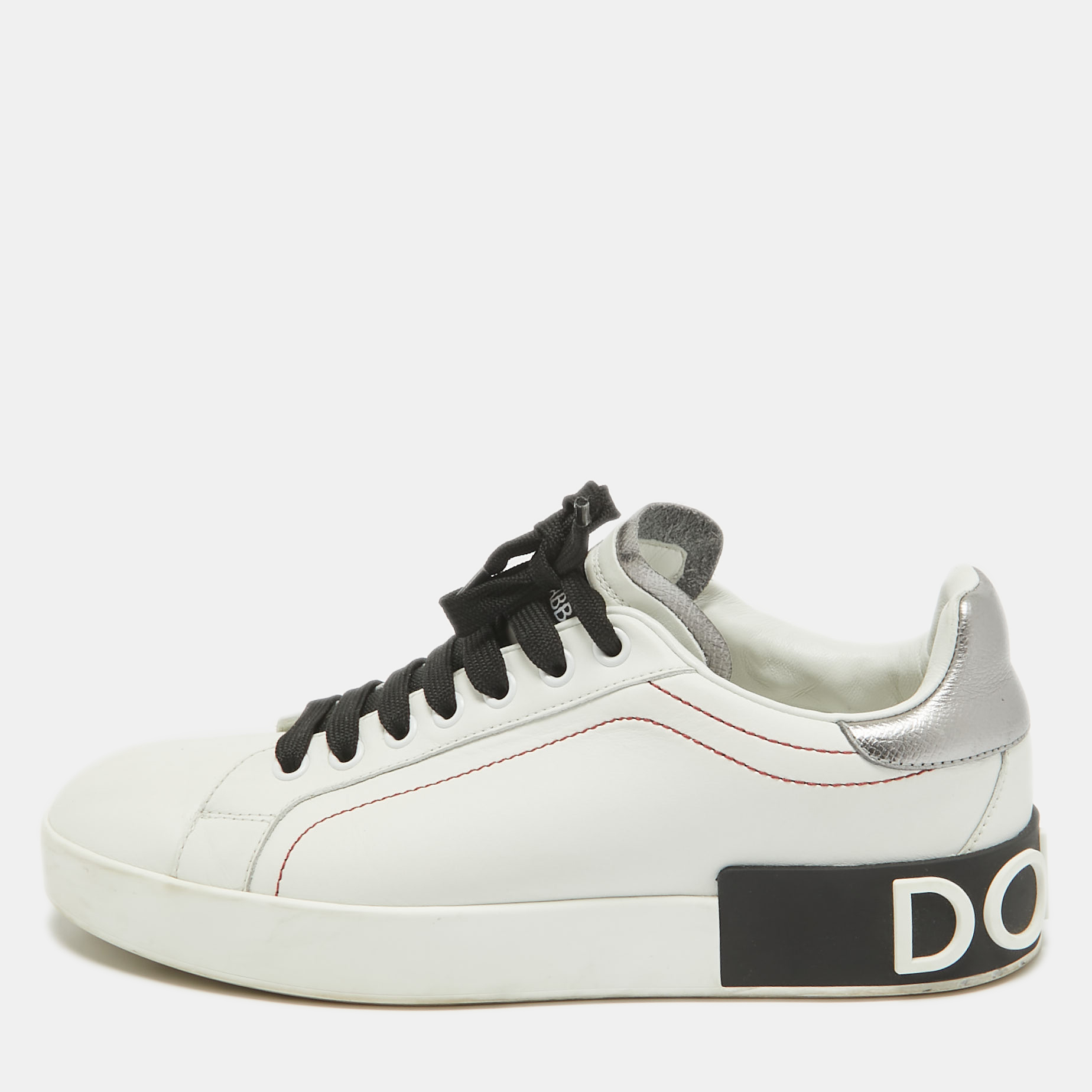 

Dolce & Gabbana White Leather Portofino Lace Up Sneakers Size