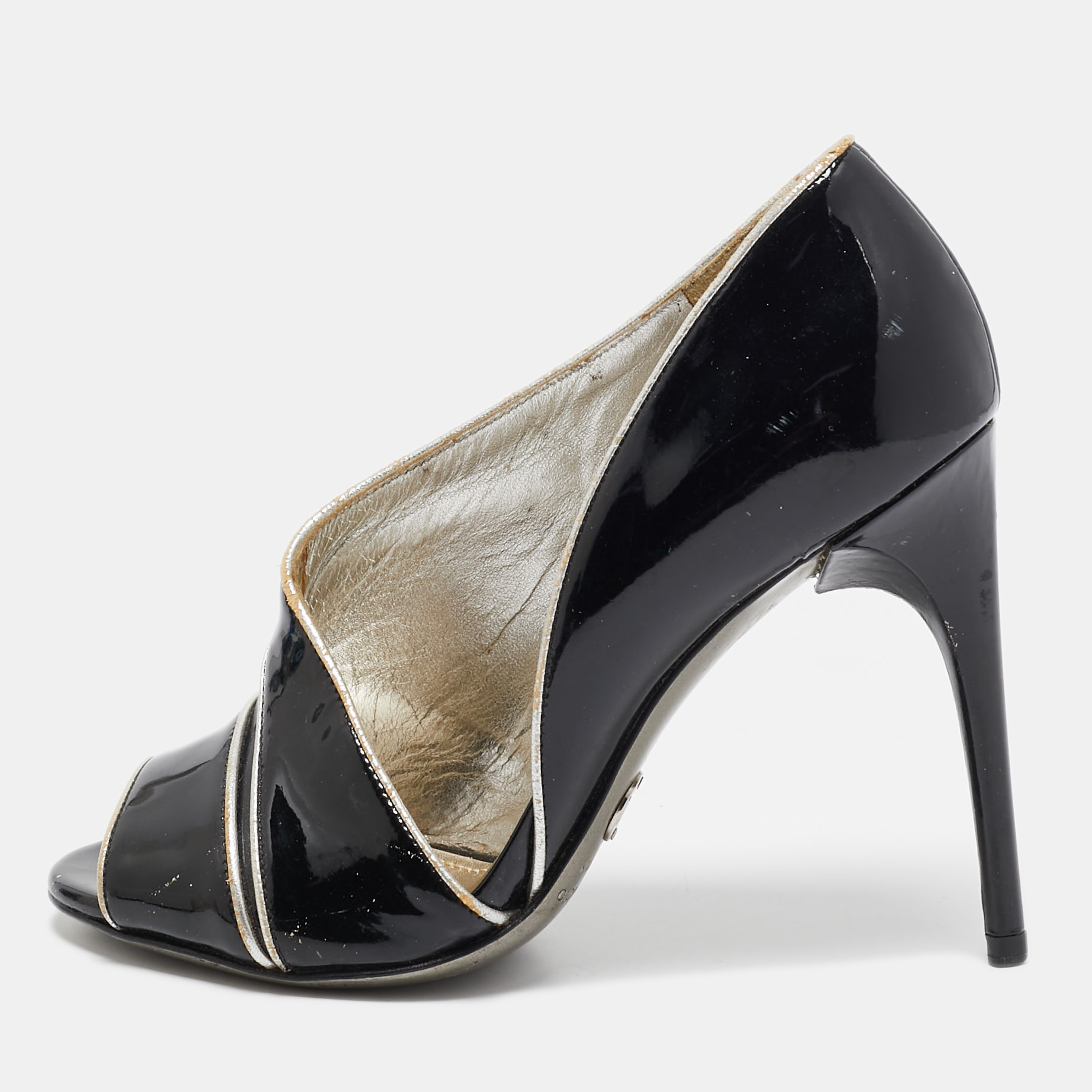 

Dolce & Gabbana Black Patent Leather Open Toe D'orsay Pumps Size