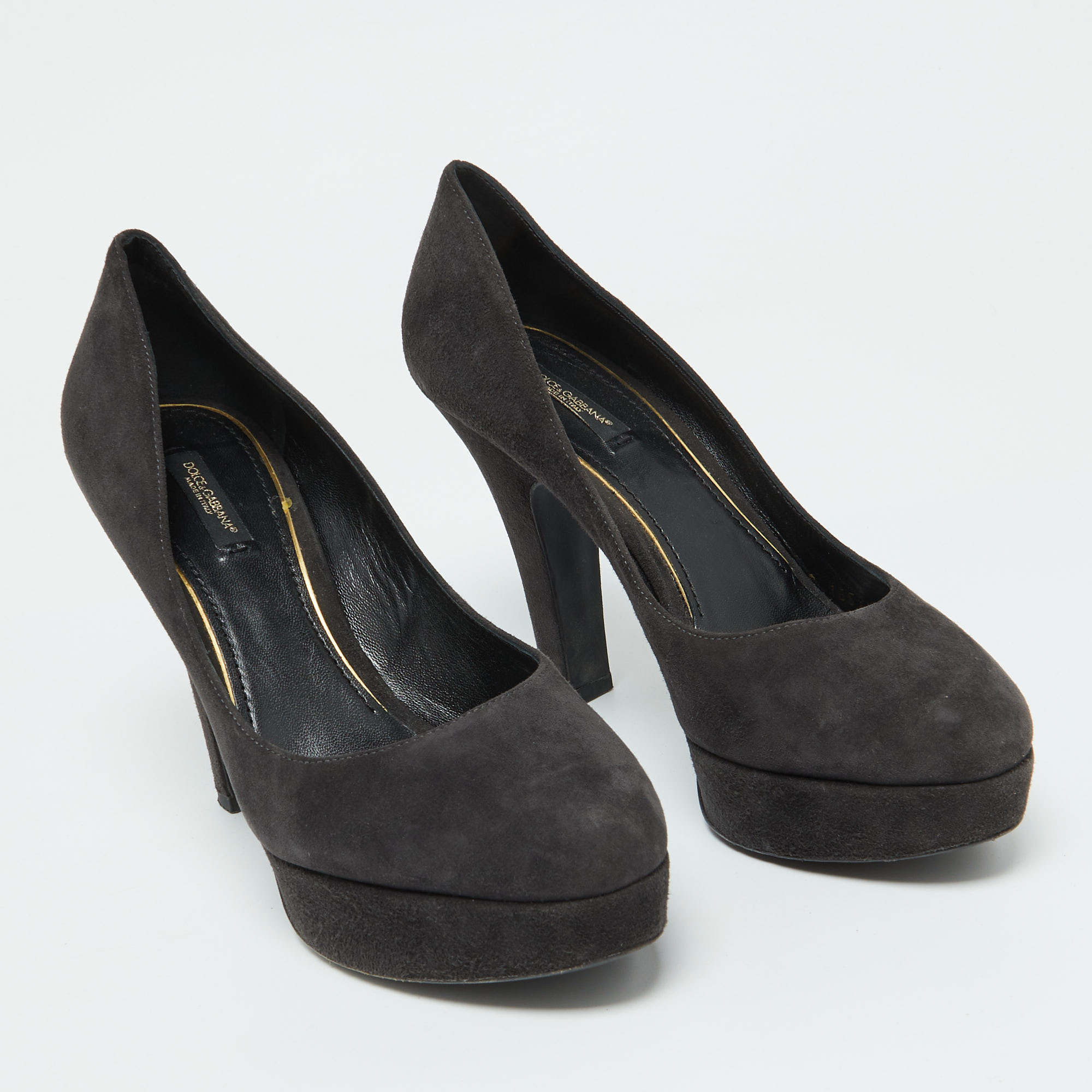 Dolce & Gabbana Black Suede Platform Pumps Size 39.5 