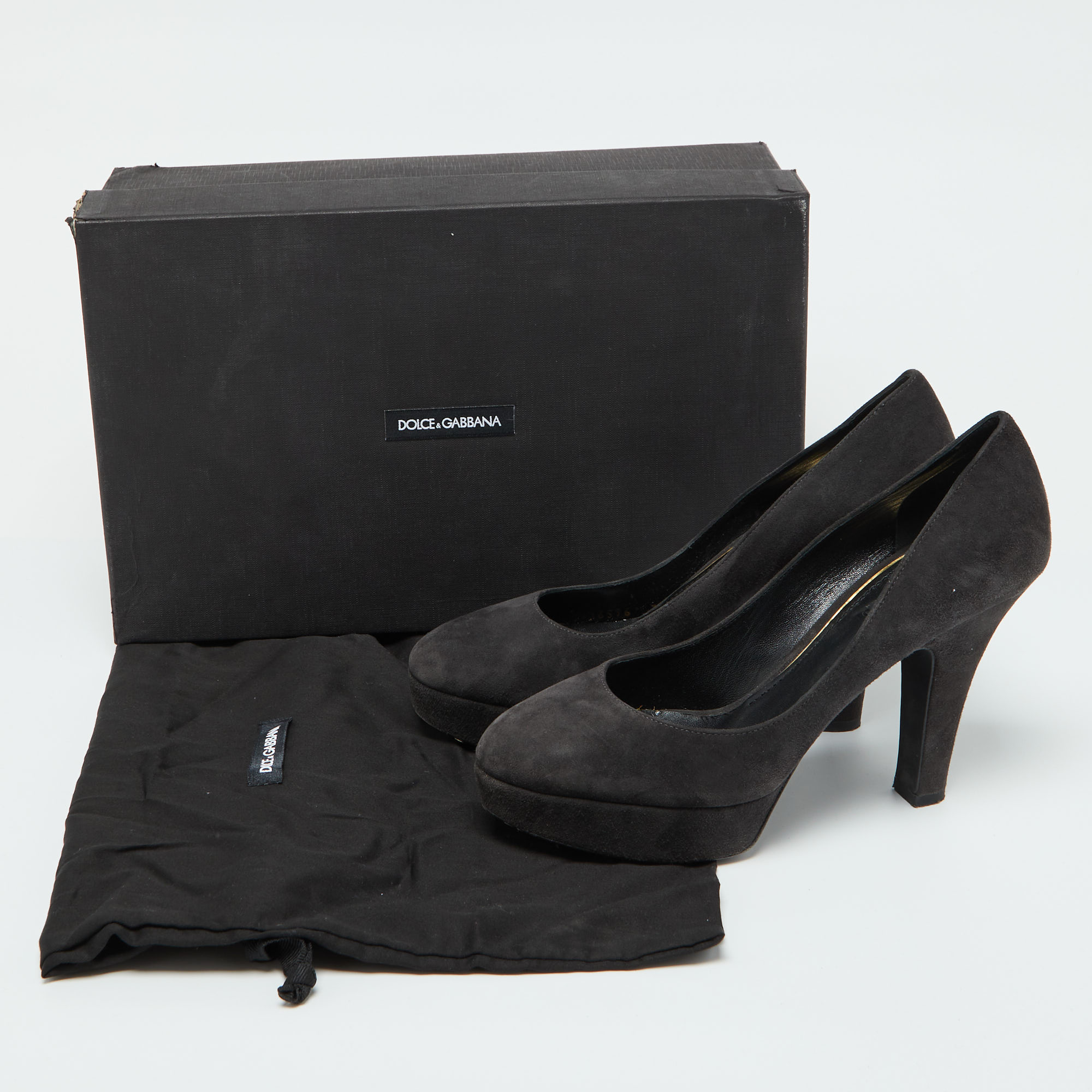 Dolce & Gabbana Black Suede Platform Pumps Size 39.5 
