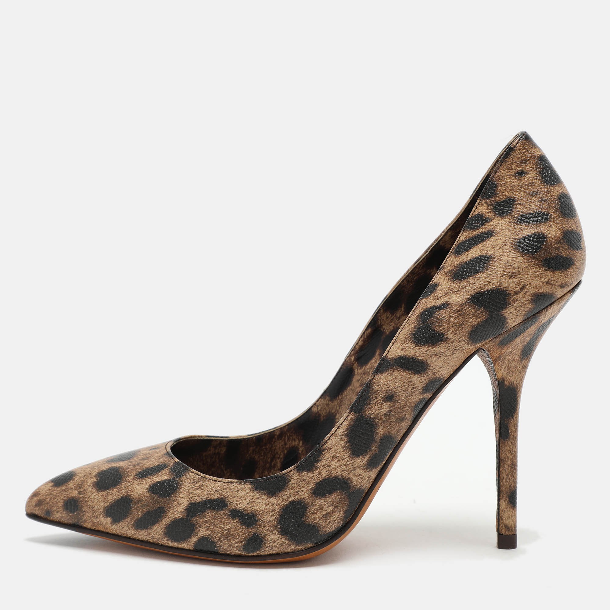 

Dolce & Gabbana Brown Leopard Print Leather Pumps Size