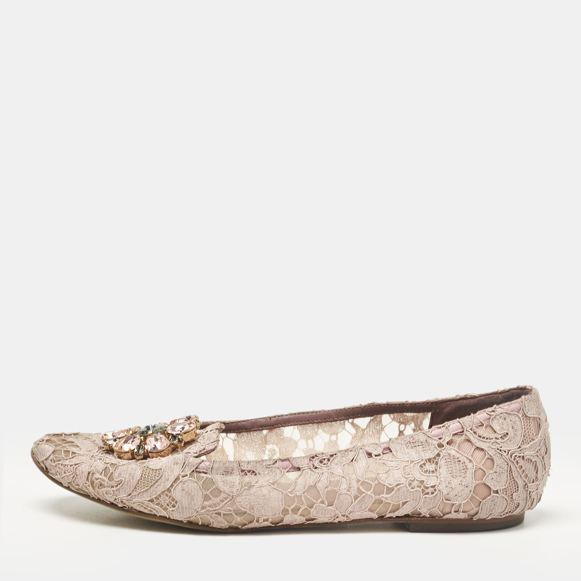 

Dolce & Gabbana Light Purple Lace Taormina Smoking Slippers Size