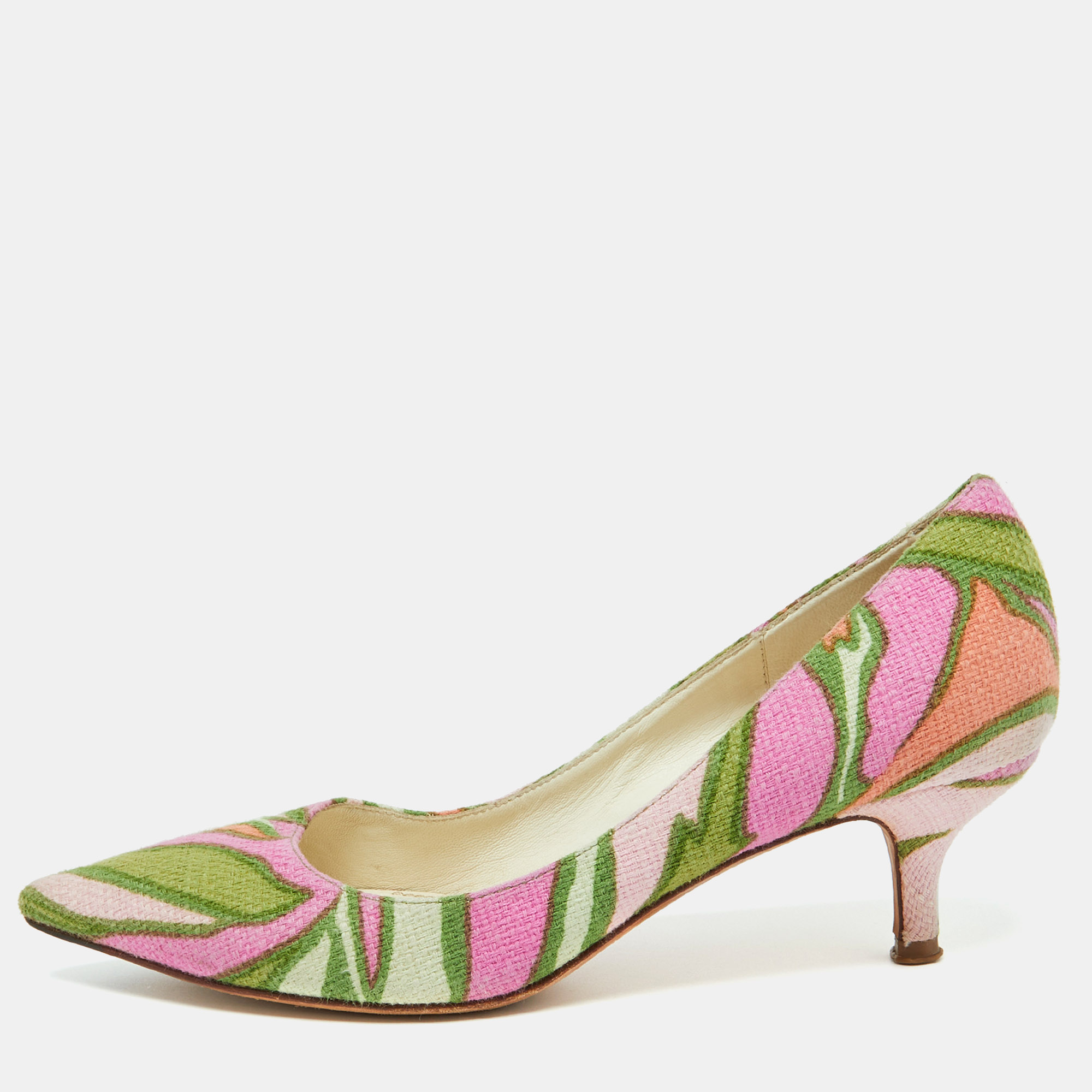 Pre-owned Dolce & Gabbana Multicolor Fabric Pointed Toe Pumps Size 37