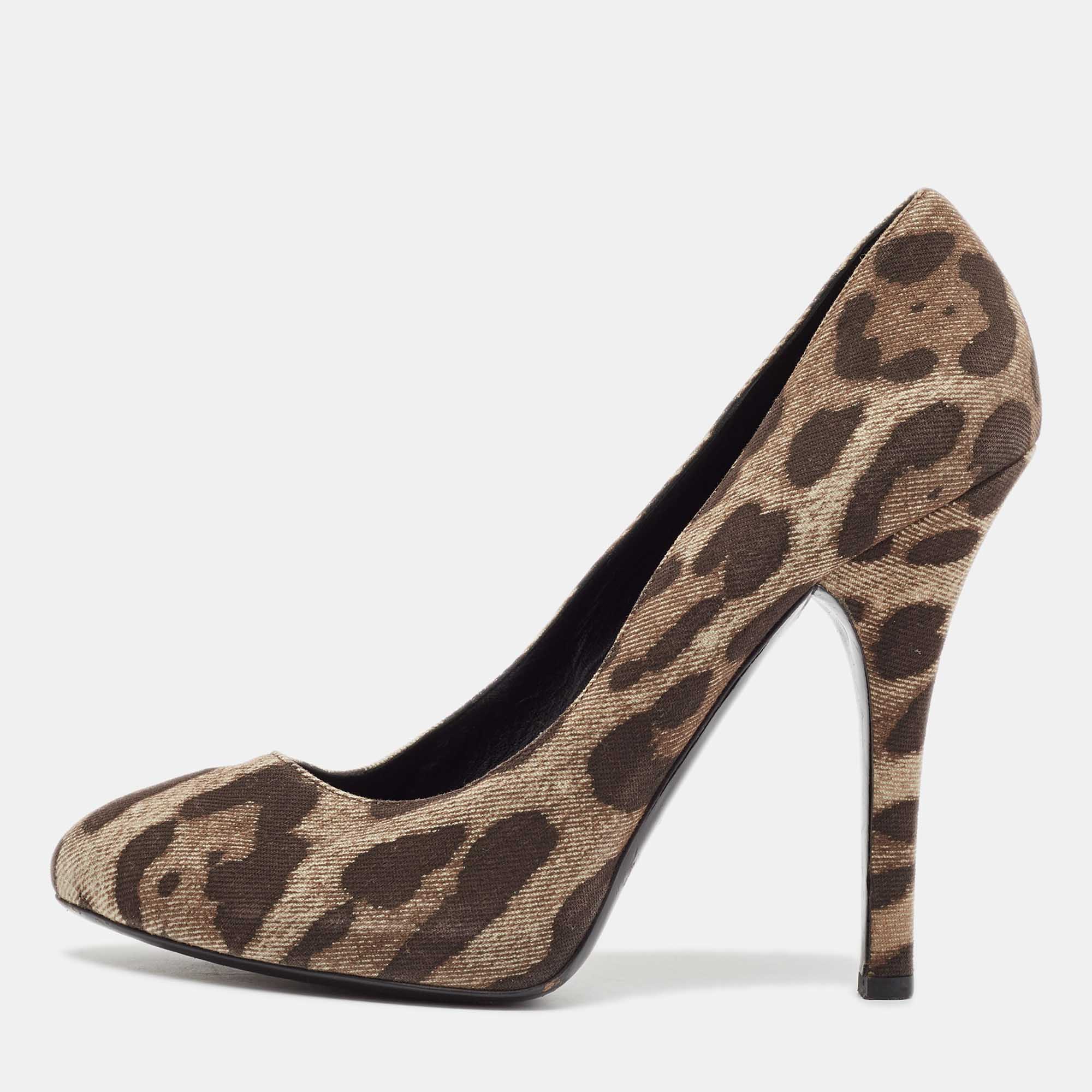 

Dolce & Gabbana Brown Leopard Print Fabric Pumps Size