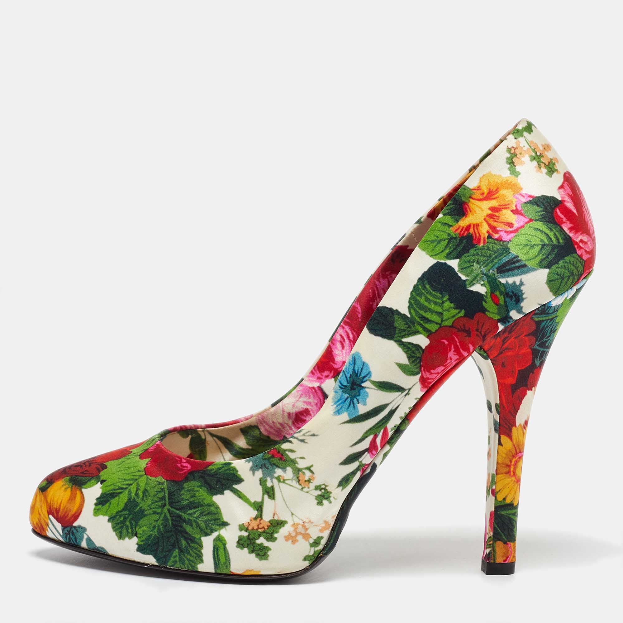 

Dolce & Gabbana Multicolor Satin Floral Print Pumps Size