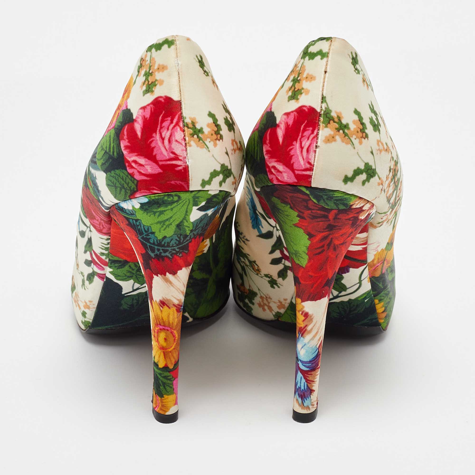 Dolce & Gabbana Multicolor Satin Floral Print Pumps Size 40 