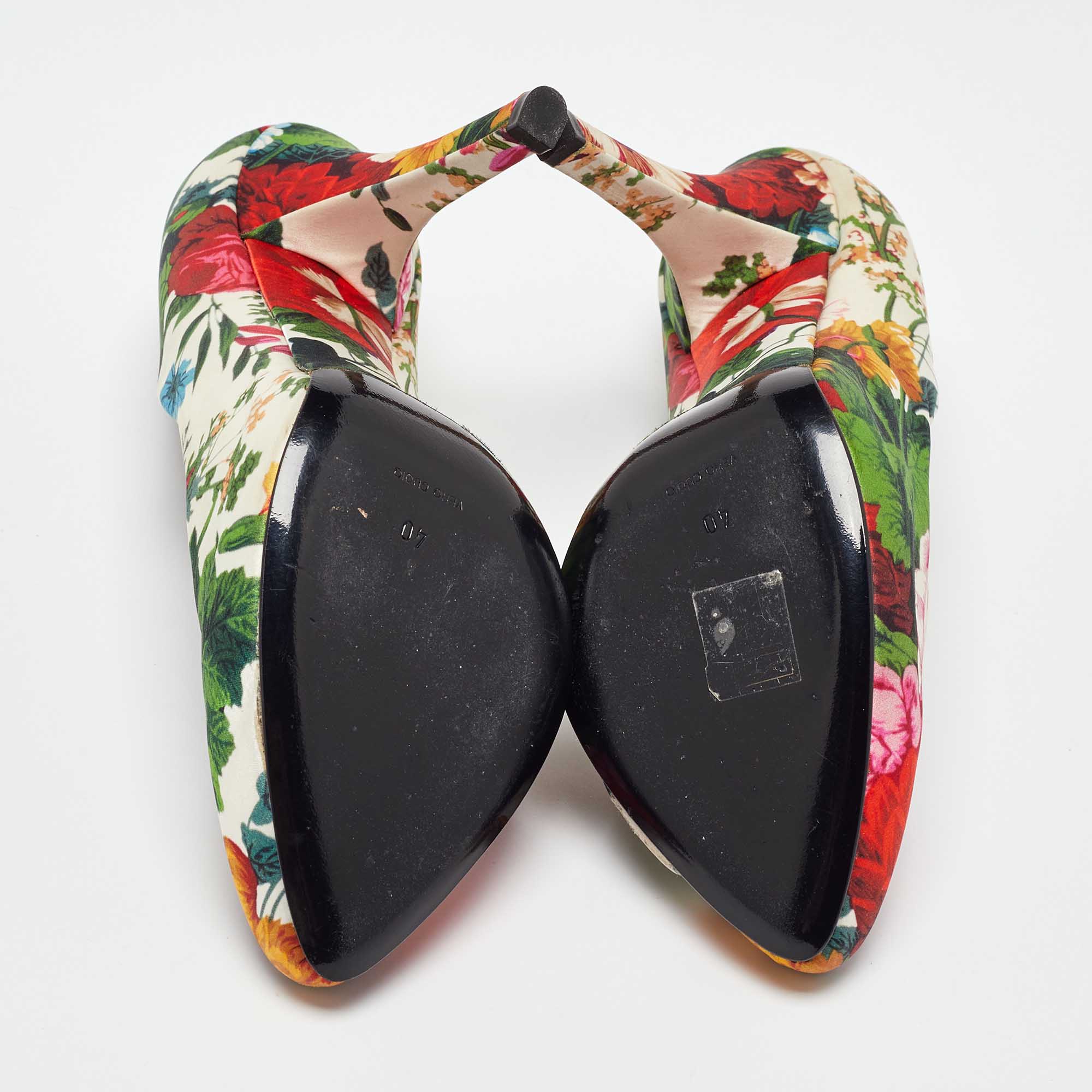 Dolce & Gabbana Multicolor Satin Floral Print Pumps Size 40 