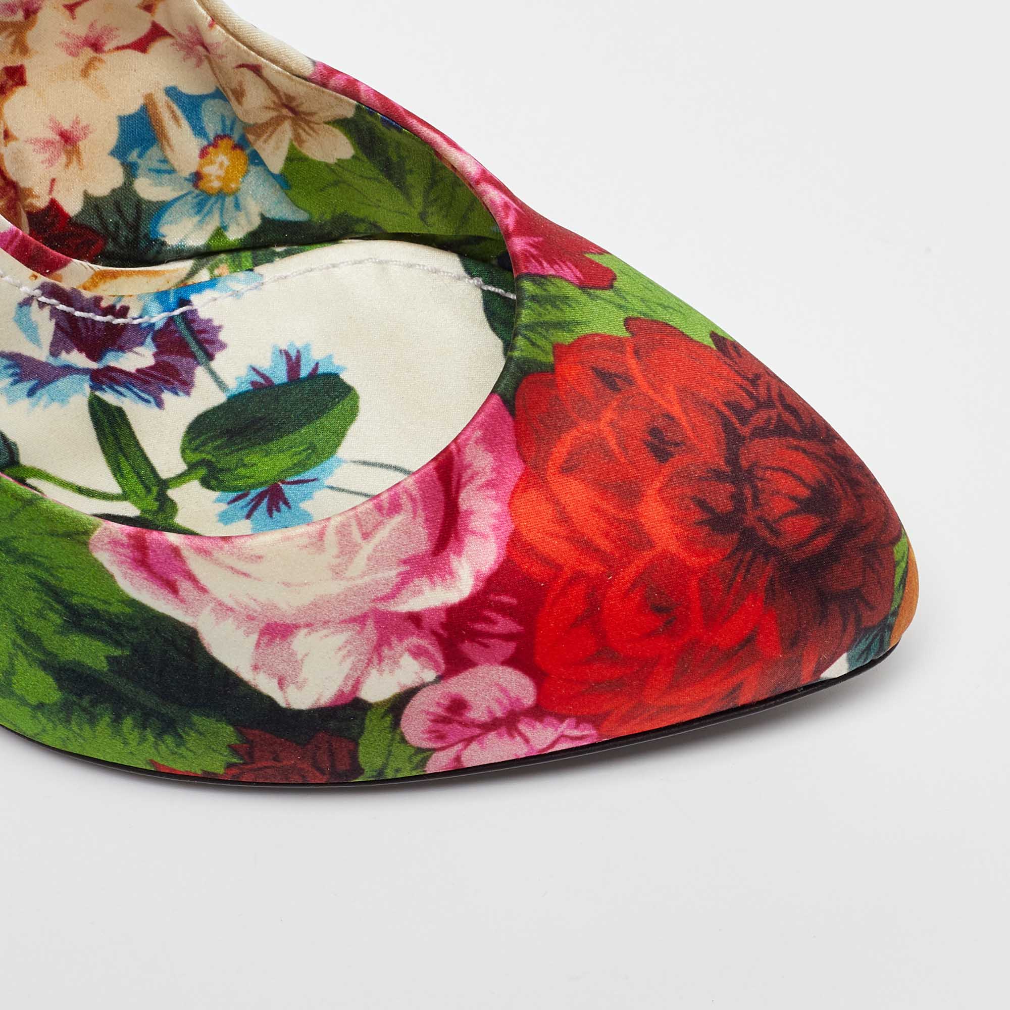 Dolce & Gabbana Multicolor Satin Floral Print Pumps Size 40 