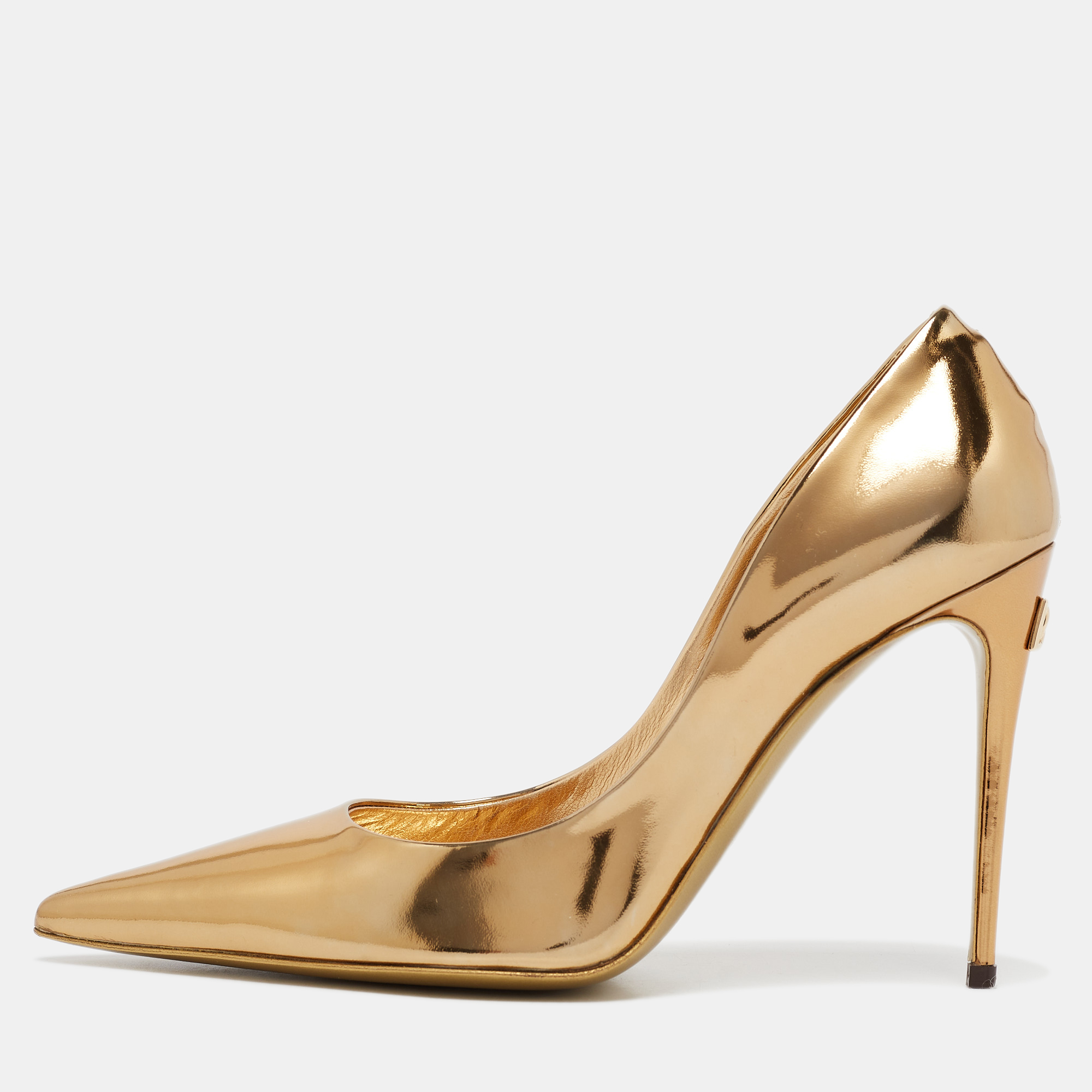 

Dolce & Gabbana Gold Leather Pointed Toe Pumps Size