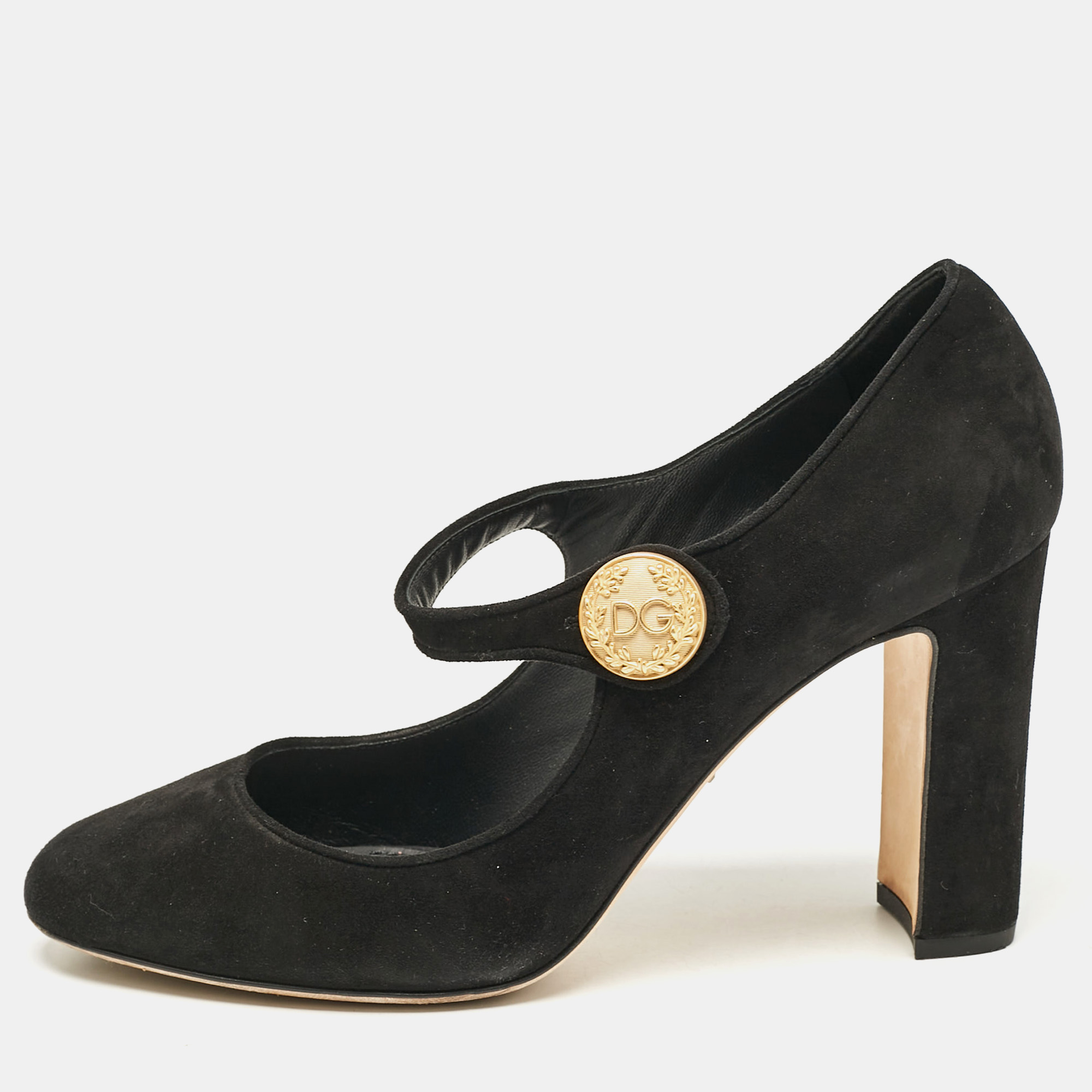 

Dolce & Gabbana Black Suede Vally Mary Jane Pumps Size