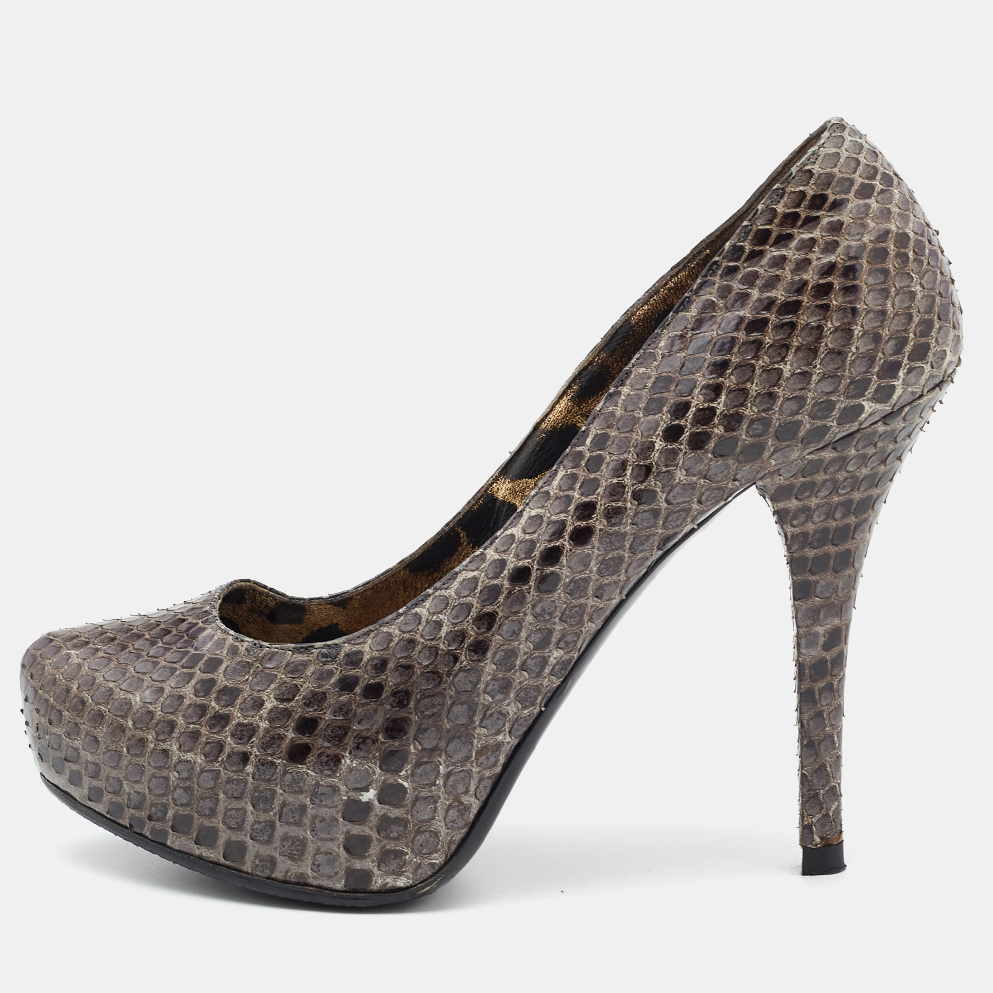 

Dolce & Gabbana Grey Python Leather Platform Pumps Size