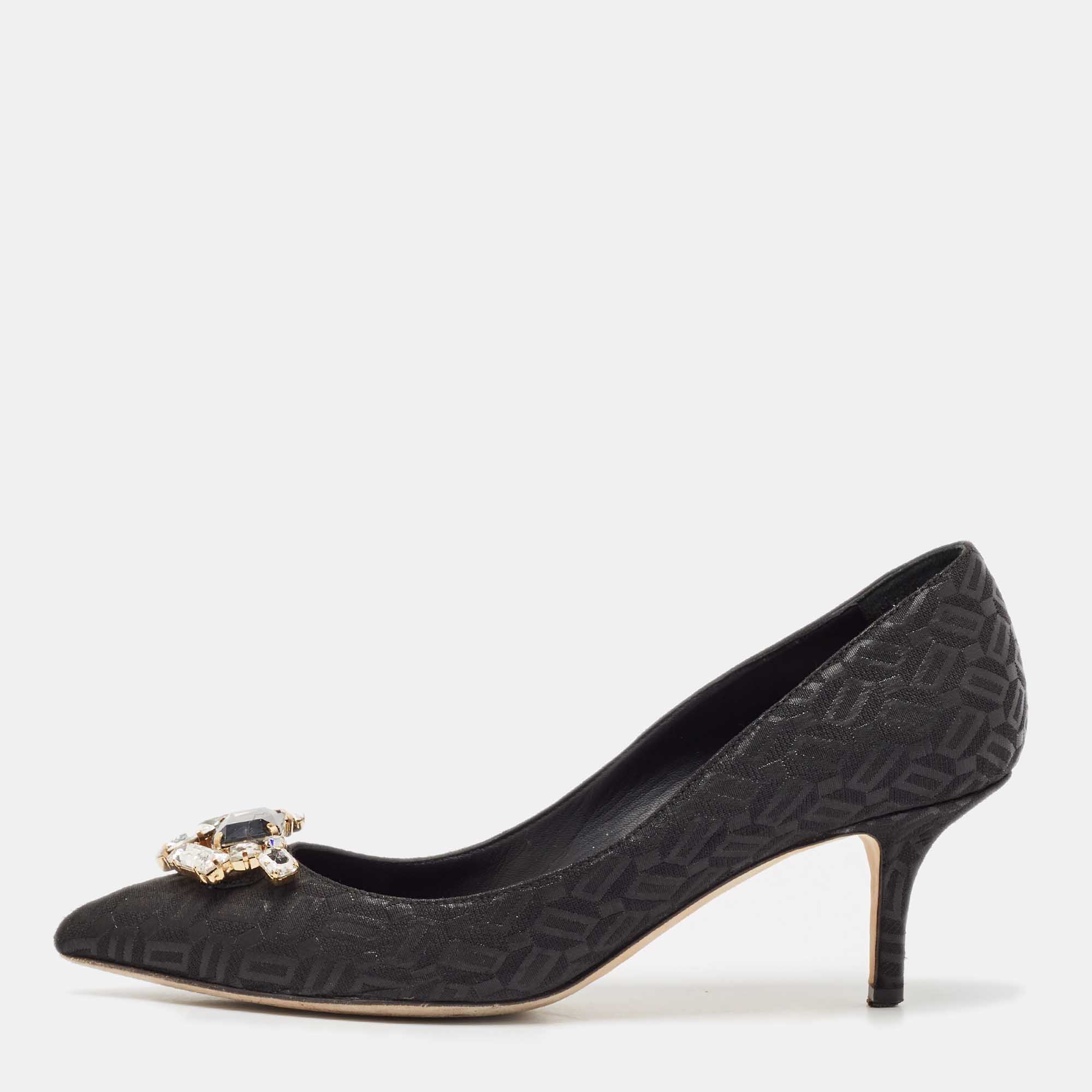 

Dolce & Gabbana Black Fabric Crystal Embellished Pumps Size