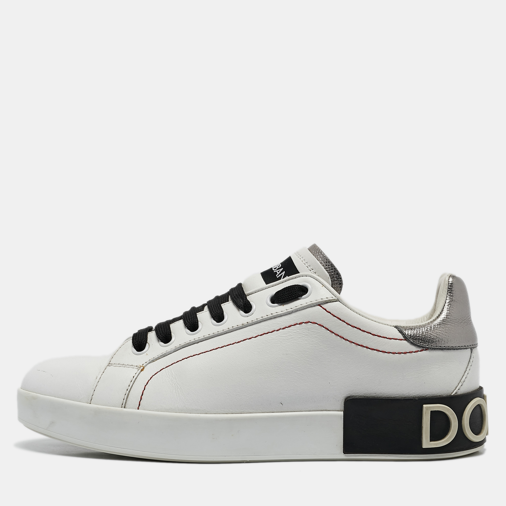 

Dolce & Gabbana White Leather Portofino Low Top Sneakers Size