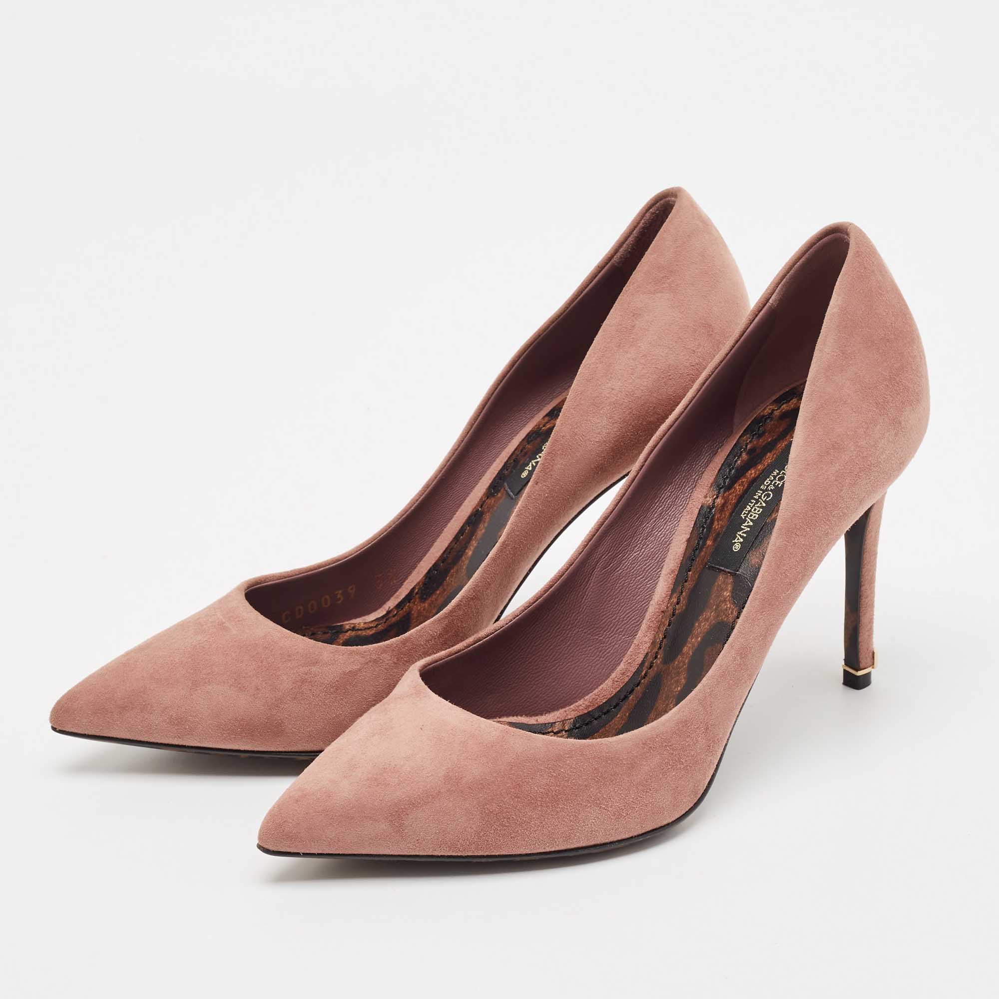 Dolce & Gabbana Old Rose Pink Suede Pointed Toe Pumps Size 35 