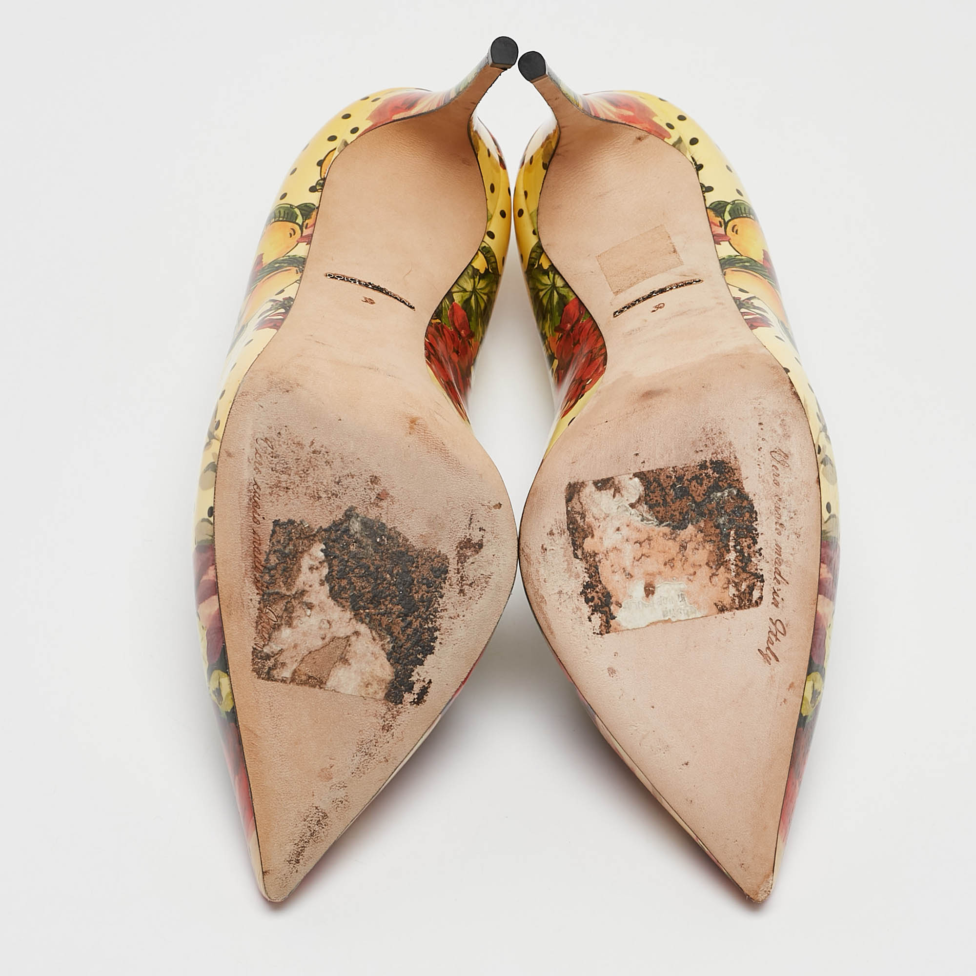 Dolce & Gabbana Multicolor Floral Print Patent Leather Pointed Toe Pumps Size 39 