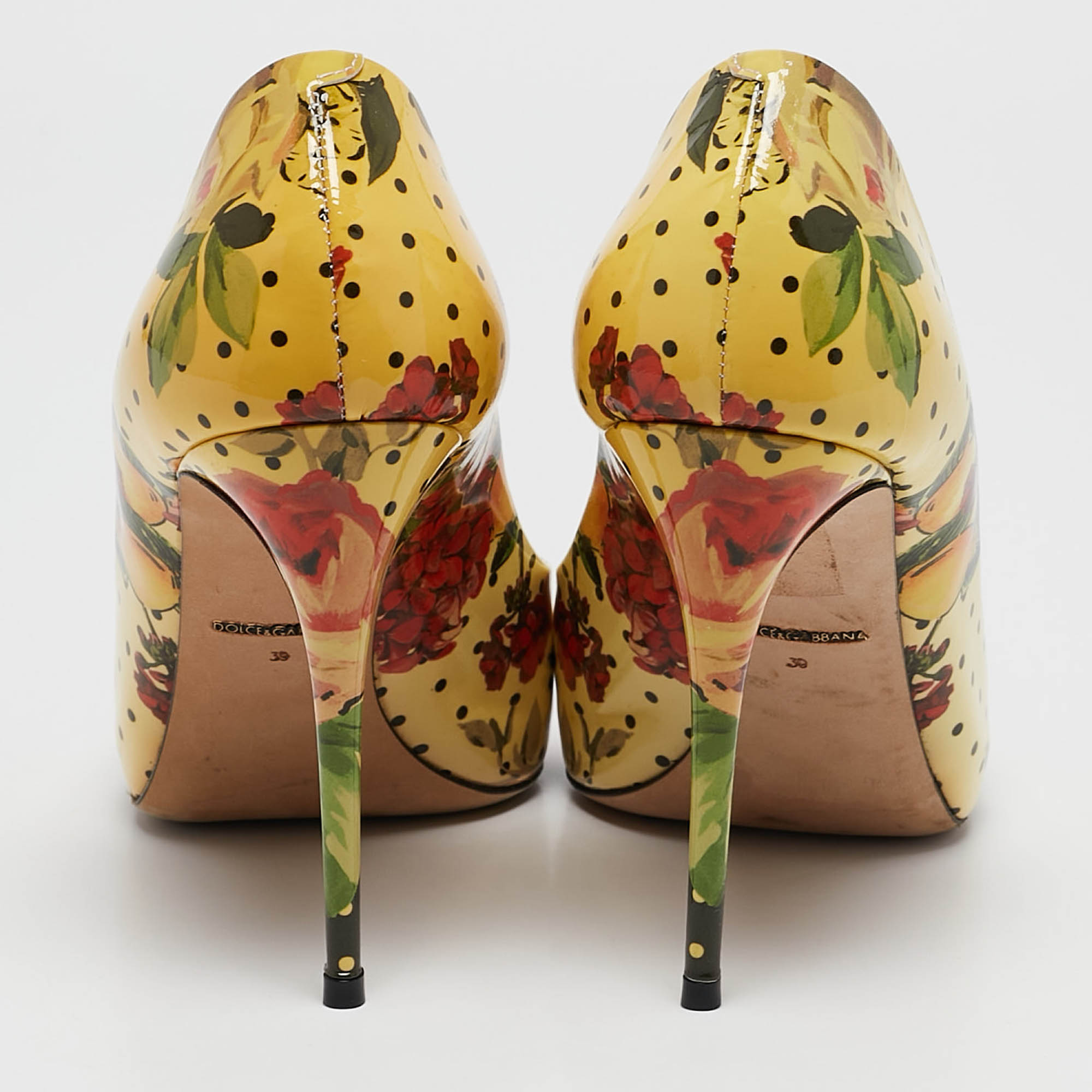 Dolce & Gabbana Multicolor Floral Print Patent Leather Pointed Toe Pumps Size 39 