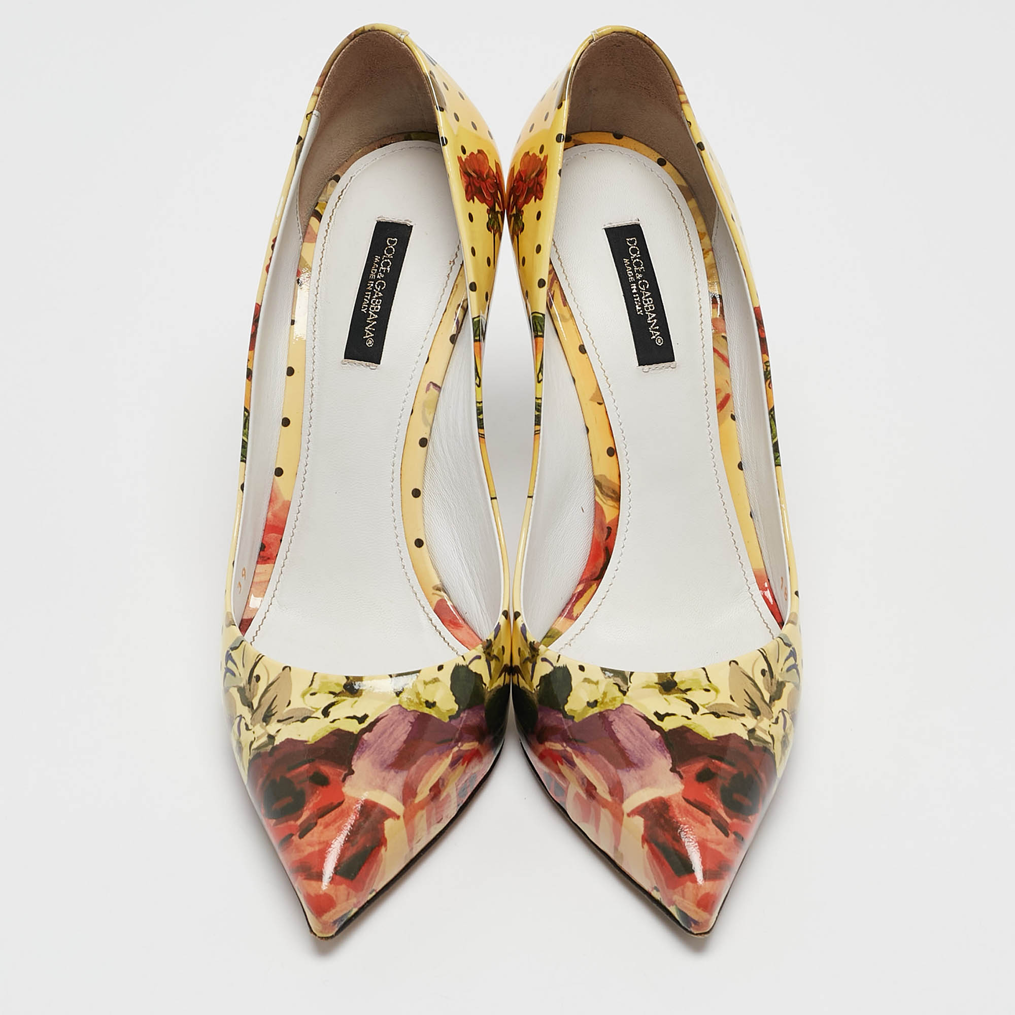Dolce & Gabbana Multicolor Floral Print Patent Leather Pointed Toe Pumps Size 39 