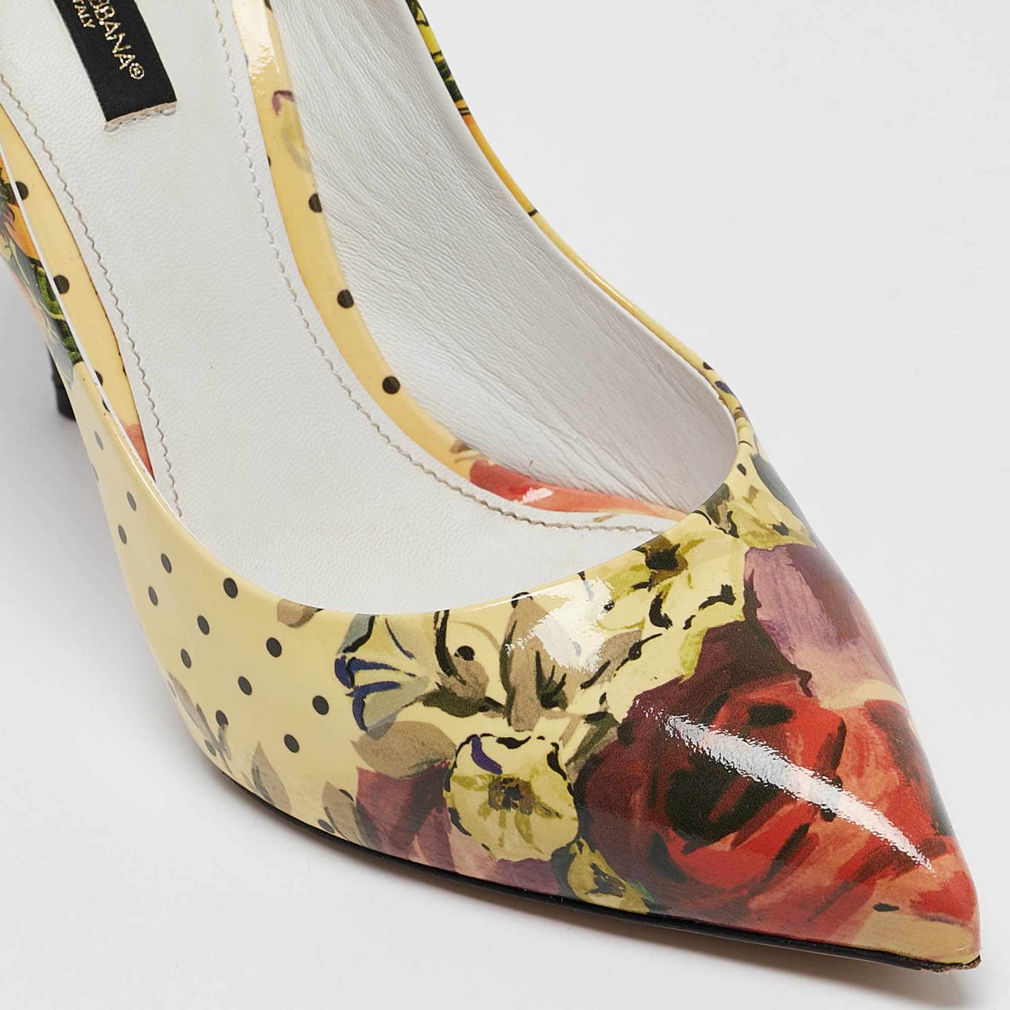Dolce & Gabbana Multicolor Floral Print Patent Leather Pointed Toe Pumps Size 39 