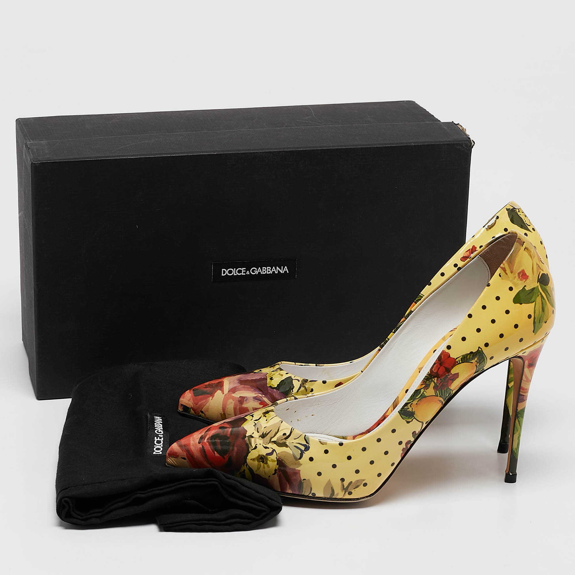Dolce & Gabbana Multicolor Floral Print Patent Leather Pointed Toe Pumps Size 39 