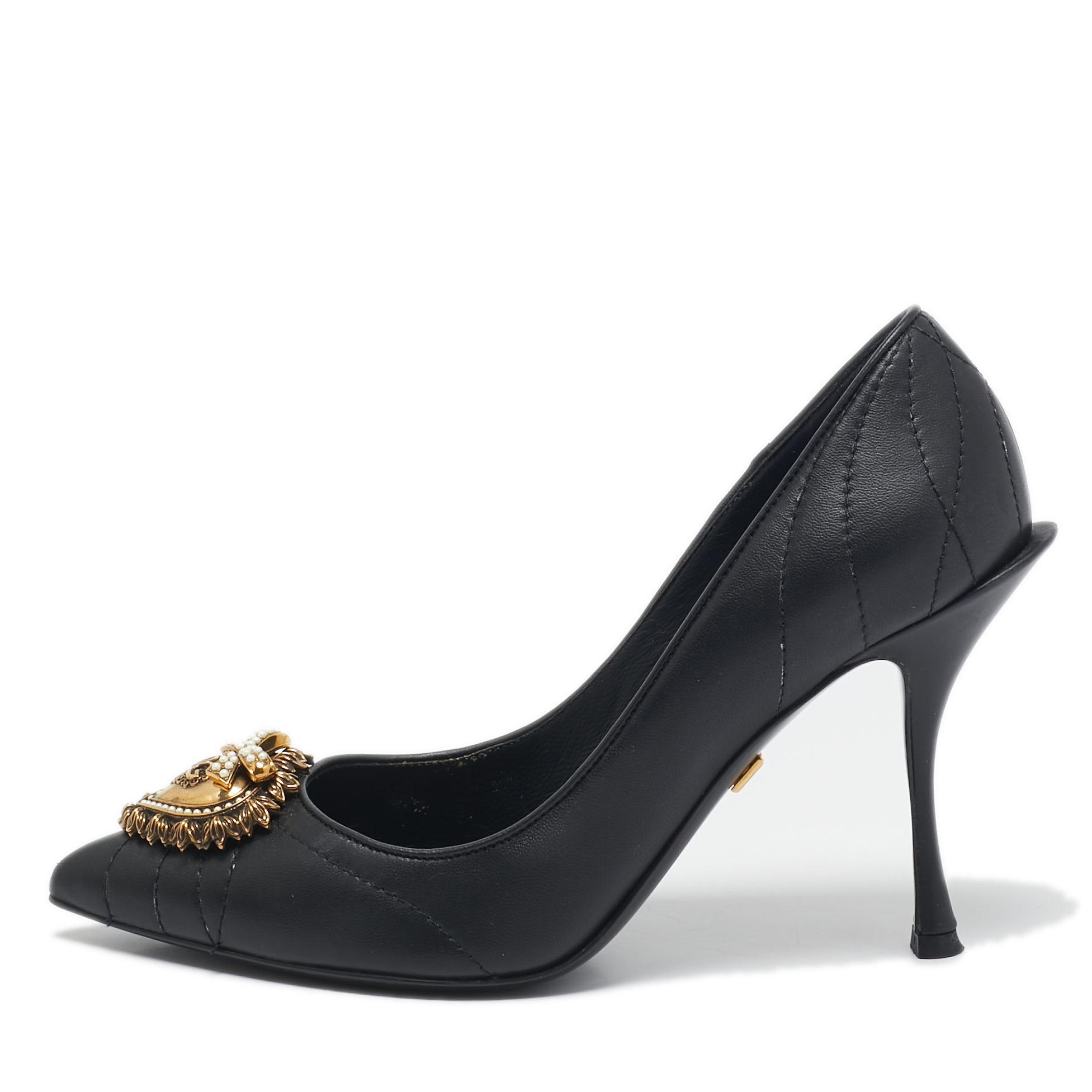 

Dolce & Gabbana Black Leather Devotion Pumps Size