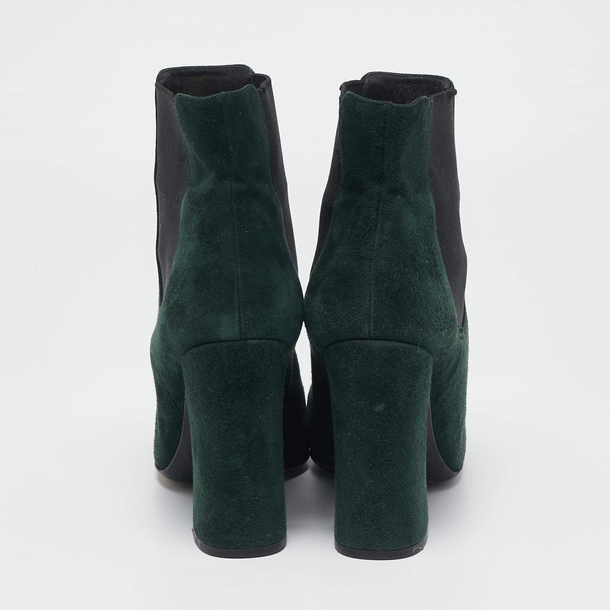 Dolce & Gabbana Green Suede Block Heel Ankle Length Boots Size 38 