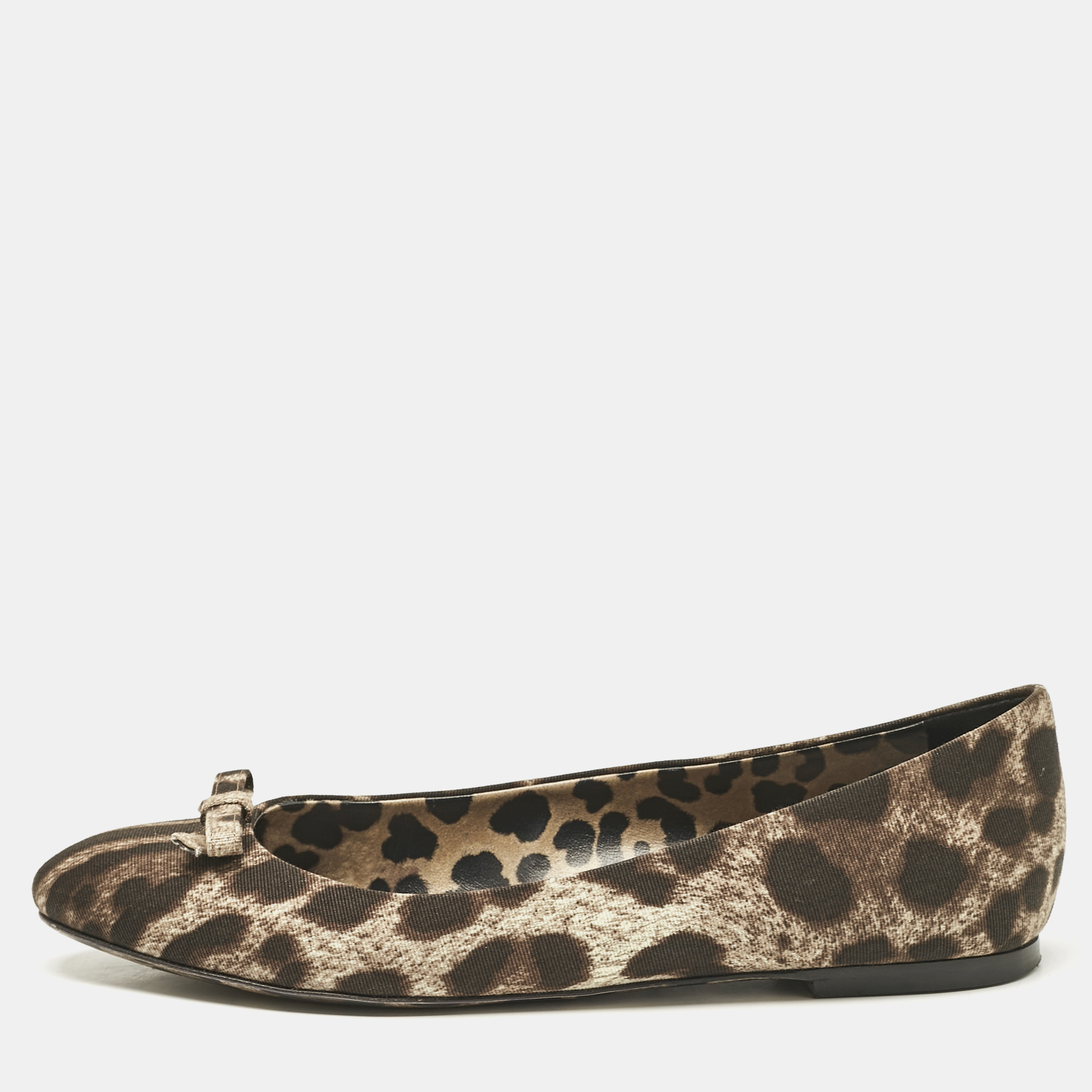 

Dolce & Gabbana Brown Animal Print Canvas Bow Detail Ballet Flats Size