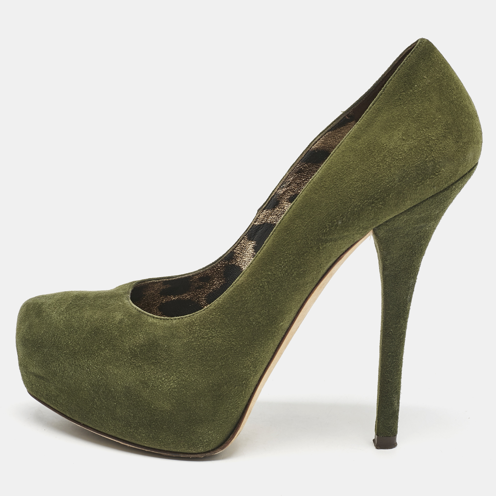 

Dolce & Gabbana Green Suede Platform Pumps Size