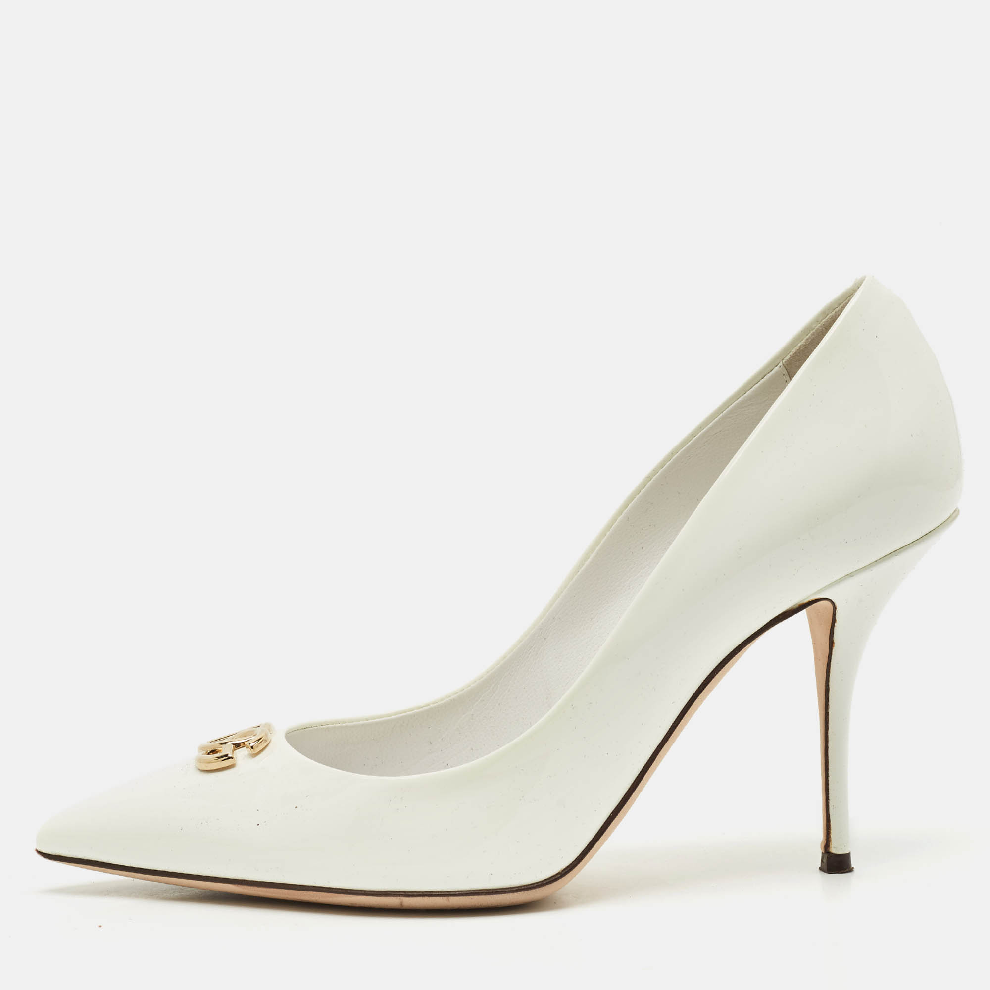 

Dolce & Gabbana White Patent Leather Pointed Toe Pumps Size